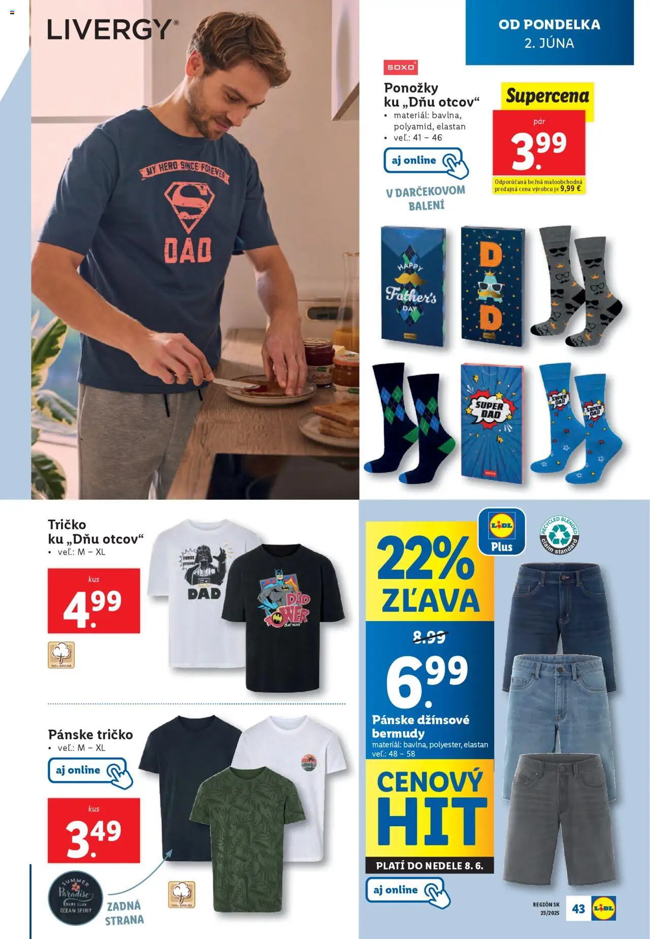 Nové Lidl akcie – leták je platný od 02.06.2025 | Strana: 55 | Produkty: Tričko, Ponožky