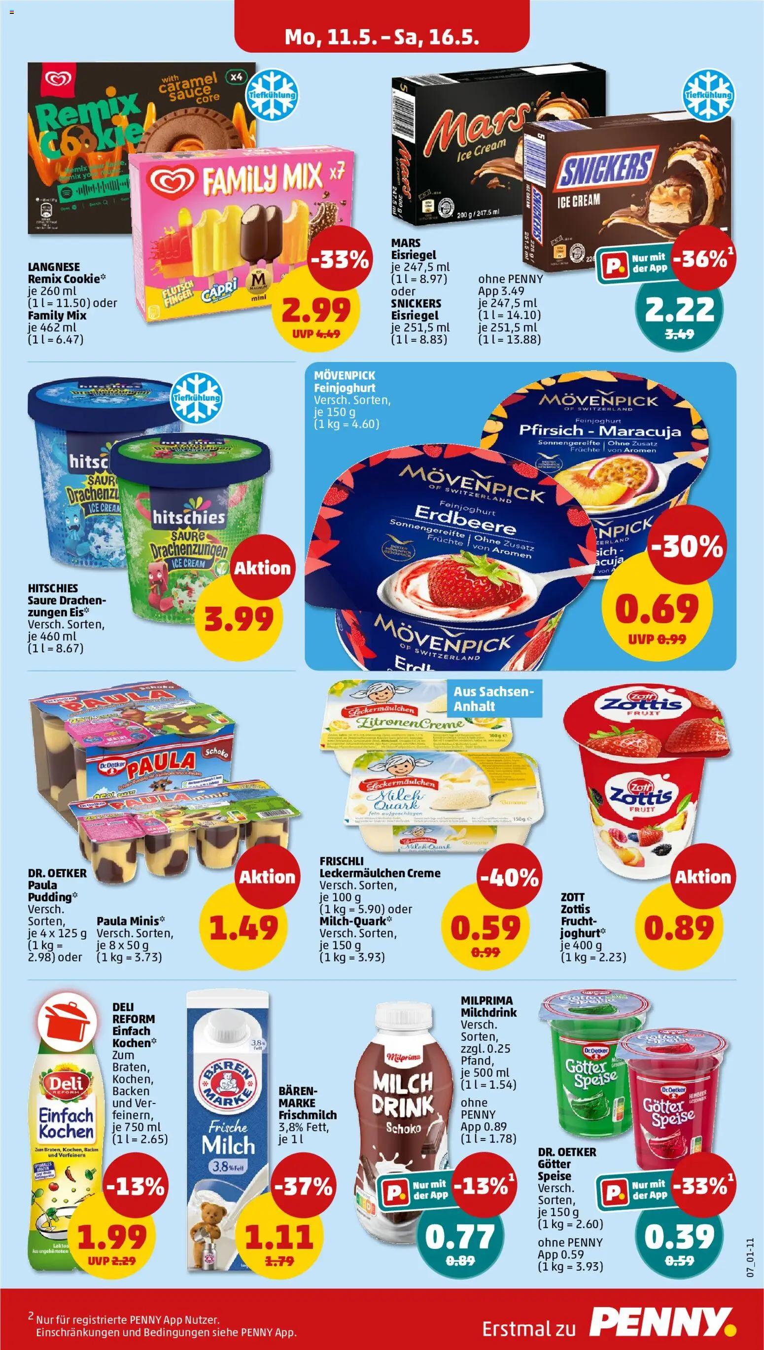 Penny Prospekt 	 – gültig ab 11.05.2026 | Seite: 9 | Produkte: Langnese, Pudding, Creme, Pfirsich