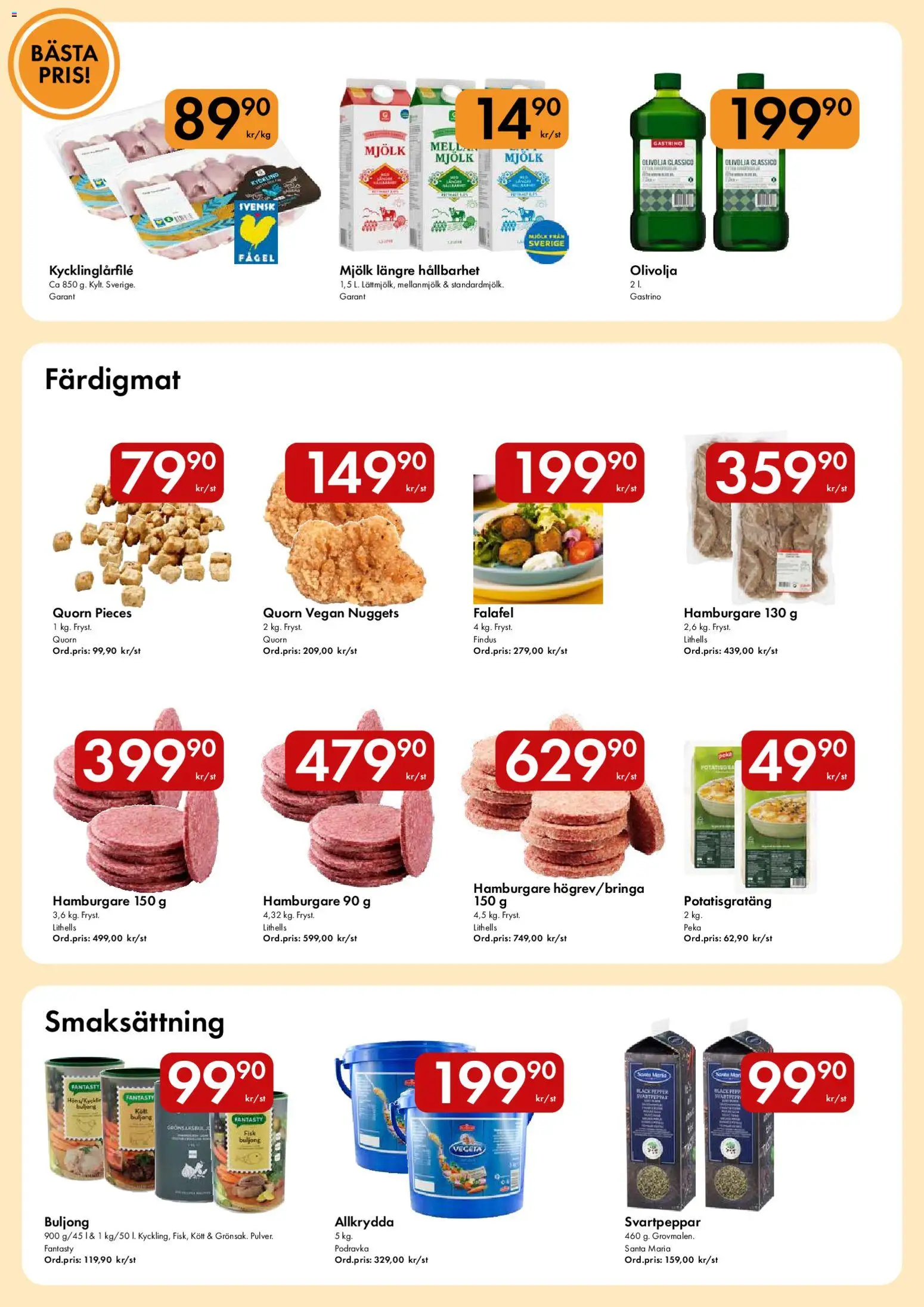 Hypermarkety reklamblad aktuell från 29/06/2026 | Sida: 9 | Produkter: Hamburgare, Mjölk, Olivolja, Falafel