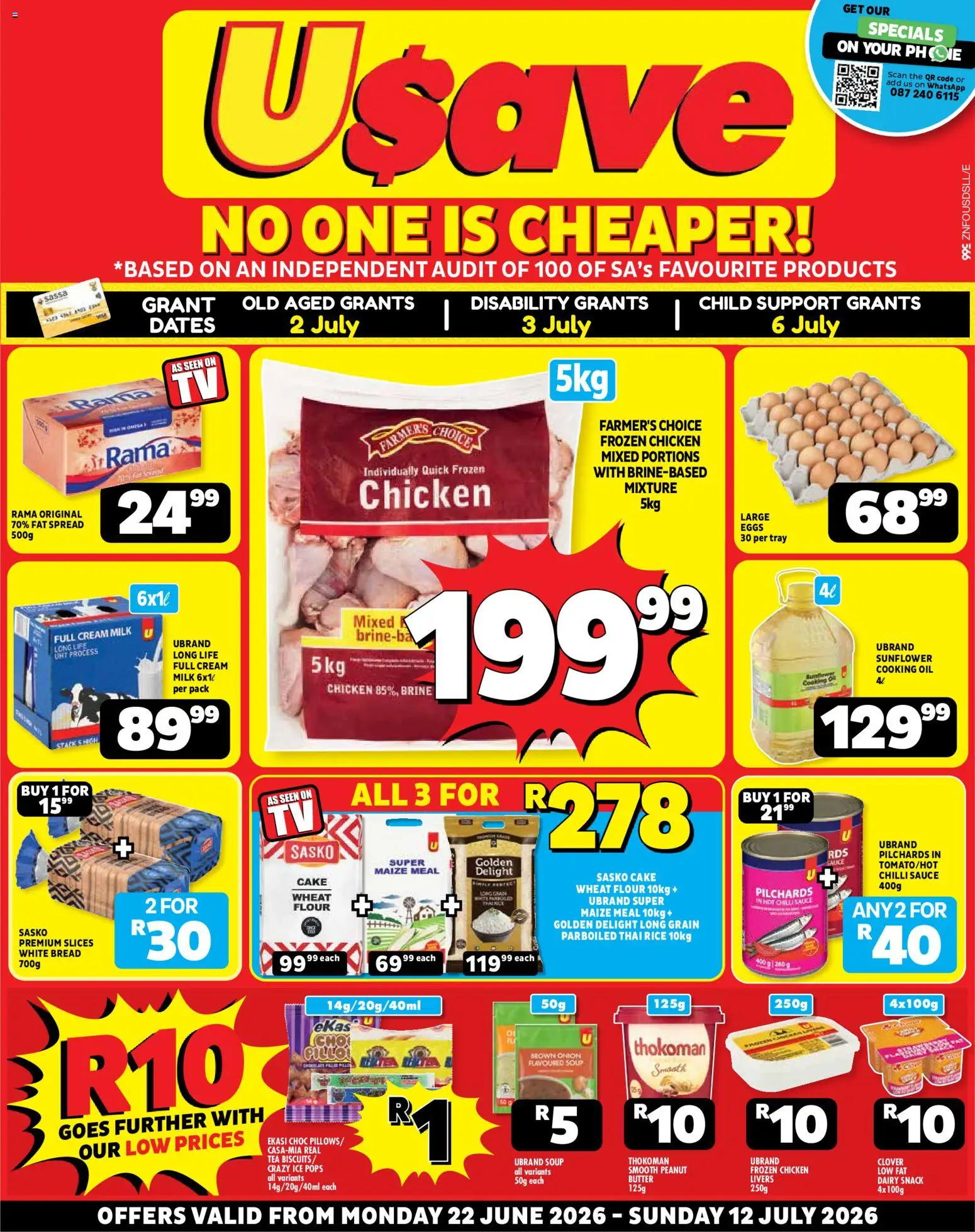 New Usave catalogue – valid from 22/06/2026 | Page: 1 | Products: Tray, Butter, Bread, Chilli