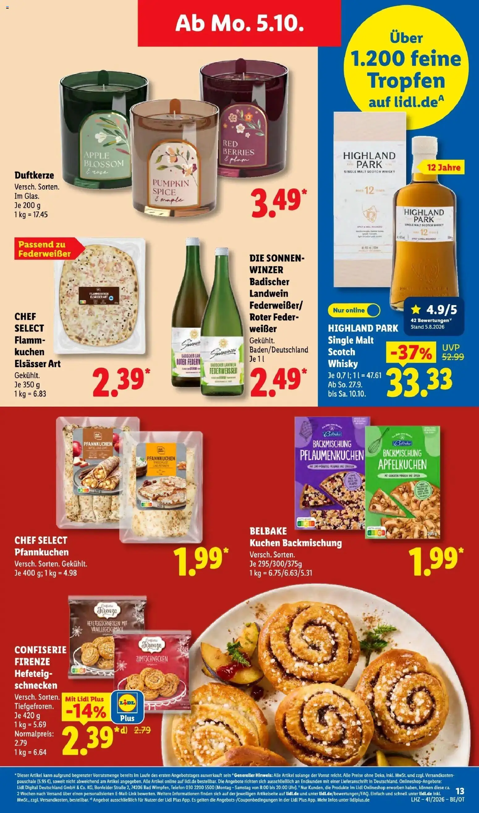 Lidl Prospekt Senftenberg (ab 05.10.2026) zum Blättern » Angebote | Seite: 23 | Produkte: Whisky, Bad, Kuchen, Telefon