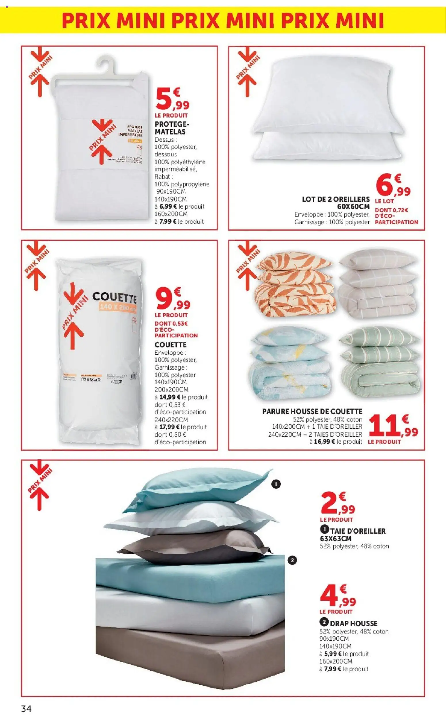 {H1} | Page: 34 | Produits: Coton, Enveloppe, Housse de couette, Drap housse