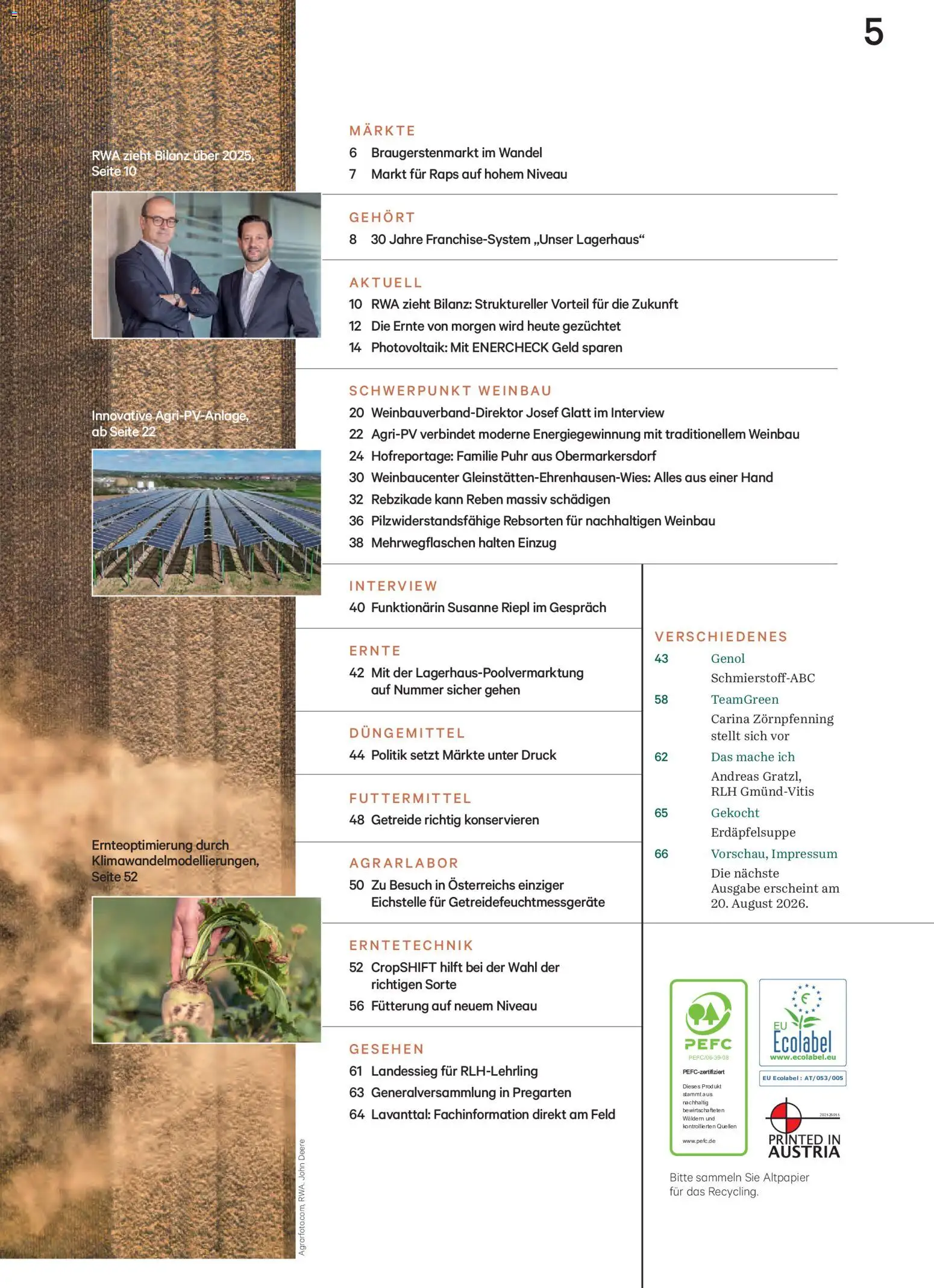 Lagerhaus Unser Land Juli - August 2026 gültig ab 01.07.2026 | Seite: 5 | Produkte: Getreide