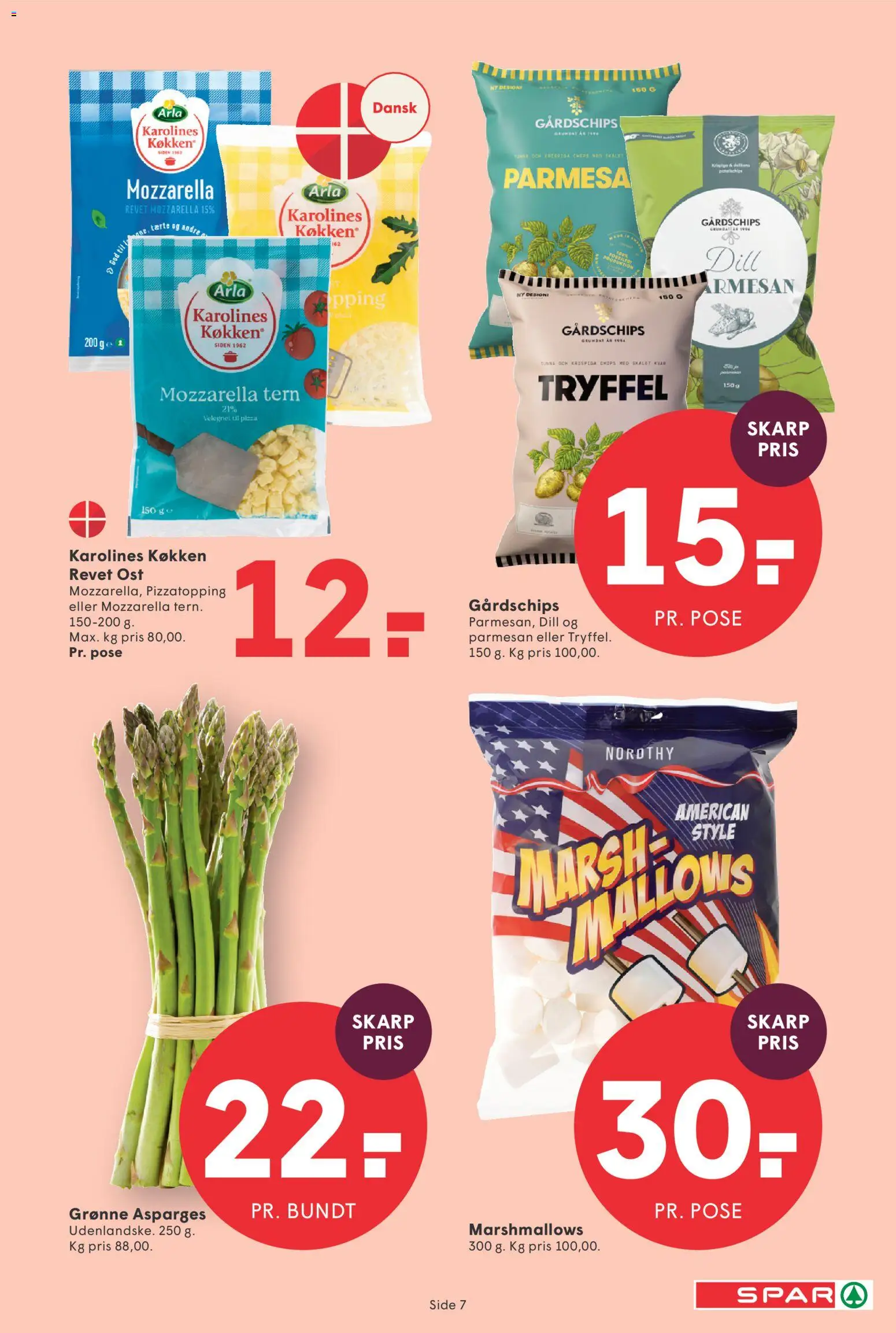 Spar tilbudsavis – gyldig fra 17/07/2026 | Side: 8 | Produkter: Ost, Chips, Mozzarella, Asparges