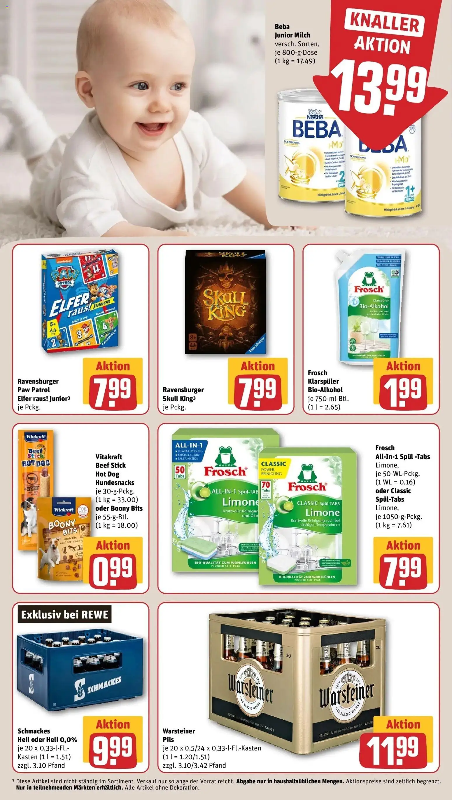 REWE Prospekt ab 28.09.2026 zum Blättern » Angebote | Seite: 25 | Produkte: Milch, Pils, Klarspüler, Warsteiner