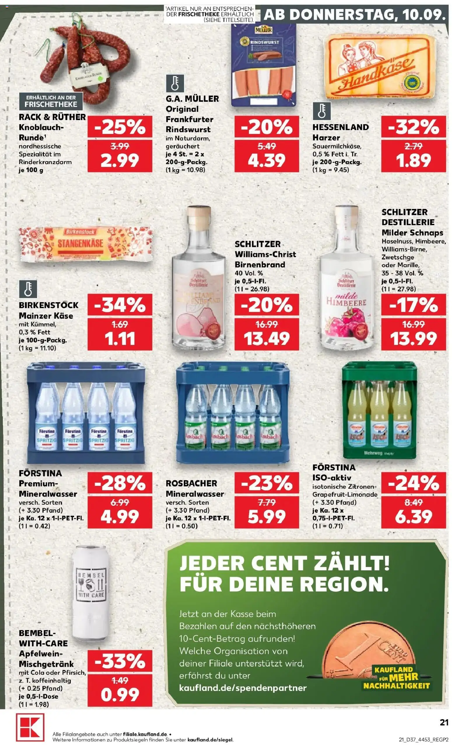 Prospekt Kaufland ab 10.09.2026 » Angebote Online zum Blättern | Seite: 21 | Produkte: Cola, Mineralwasser, Knoblauch, Himbeere