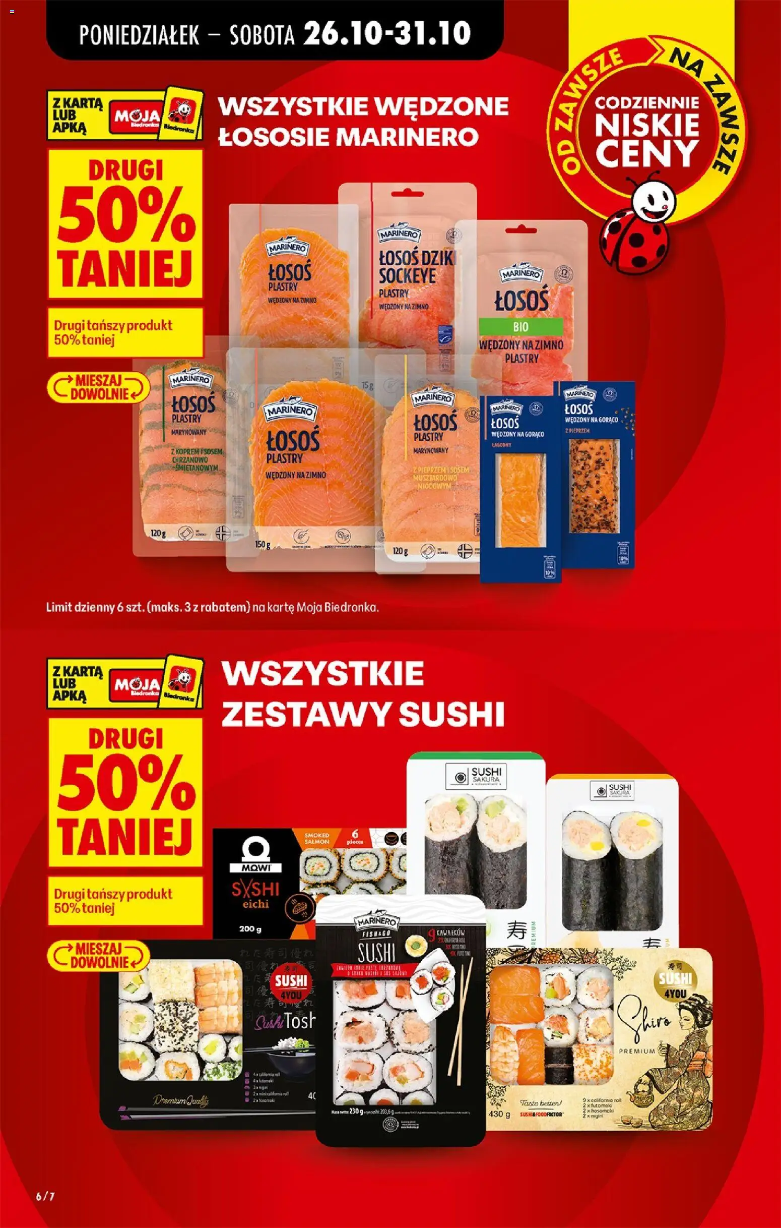 Biedronka Polsko leták - Codziennie niskie ceny od 26.10.2026 | Strana: 6 | Produkty: Losos, Sushi
