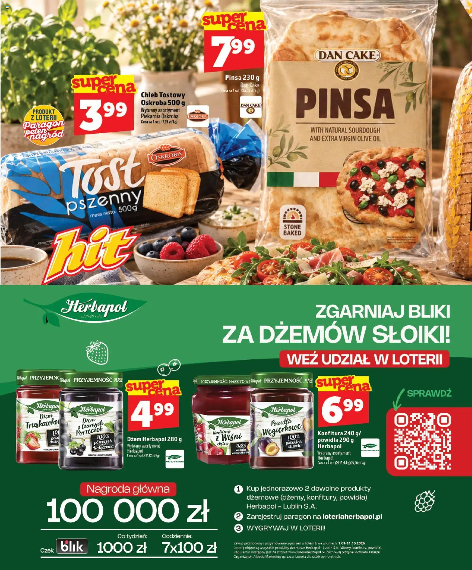 Topaz gazetka - Express od 01.10.2026 | Strona: 15 | Produkty: Chleb tostowy, Piekarnia, Powidła, Pinsa