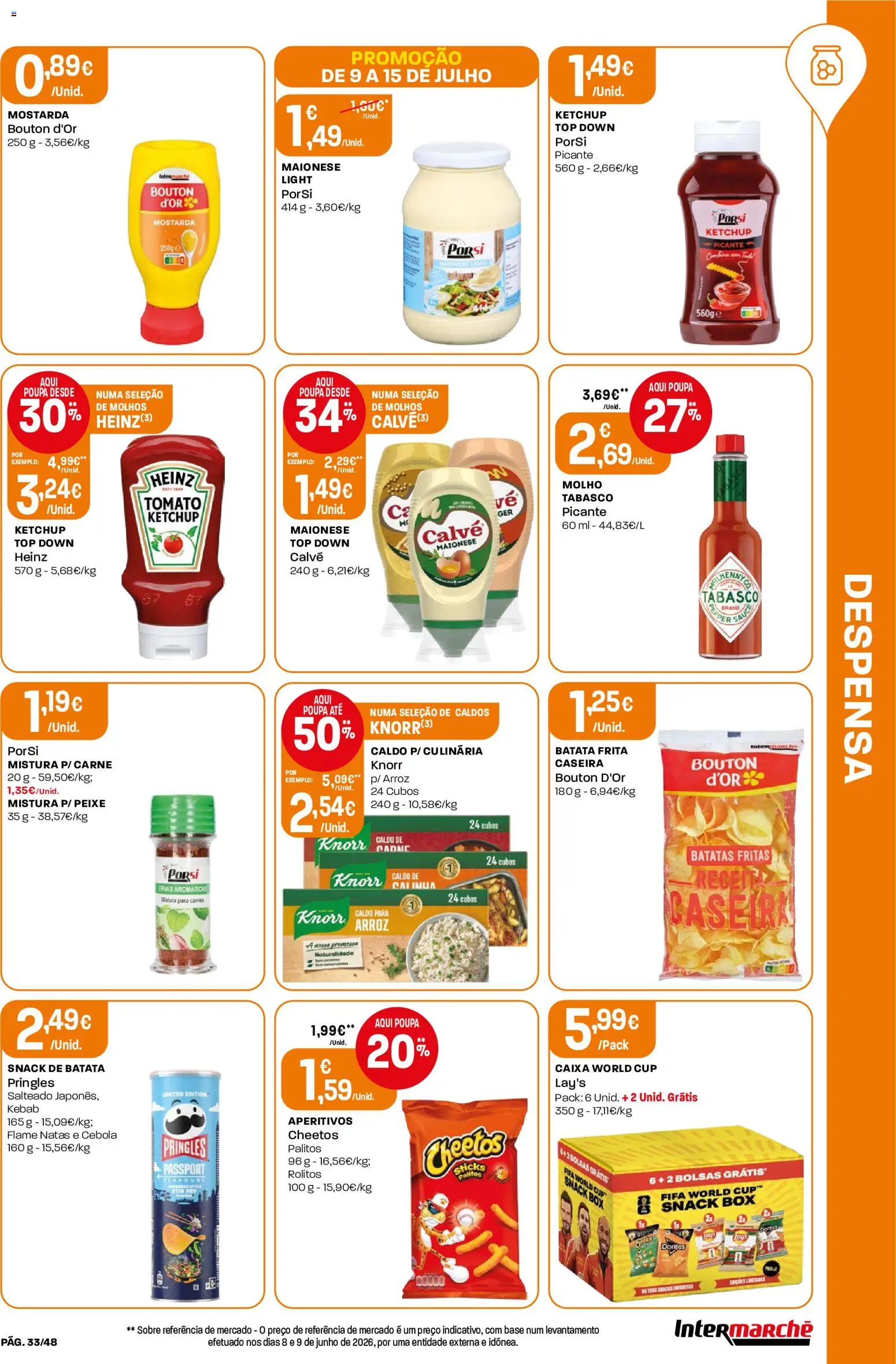 Intermarché folheto │ válido de 09/07/2026 | Página: 33 | Produtos: Top, Batata frita, Knorr, Peixe