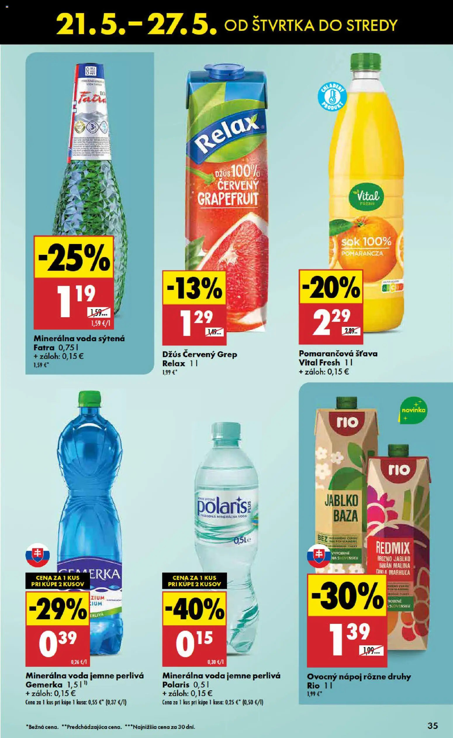 Nové Biedronka akcie – leták je platný od 21.05.2026 | Strana: 35 | Produkty: Grapefruit, Voda, Fatra, Grep