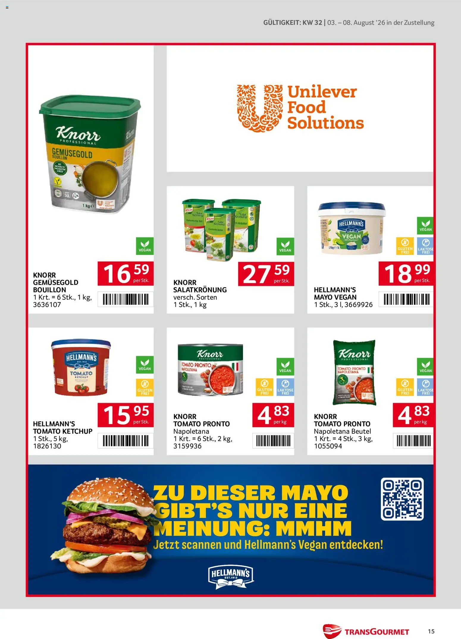 Transgourmet Zustellaktion gültig ab 03.08.2026 | Seite: 15 | Produkte: Ketchup