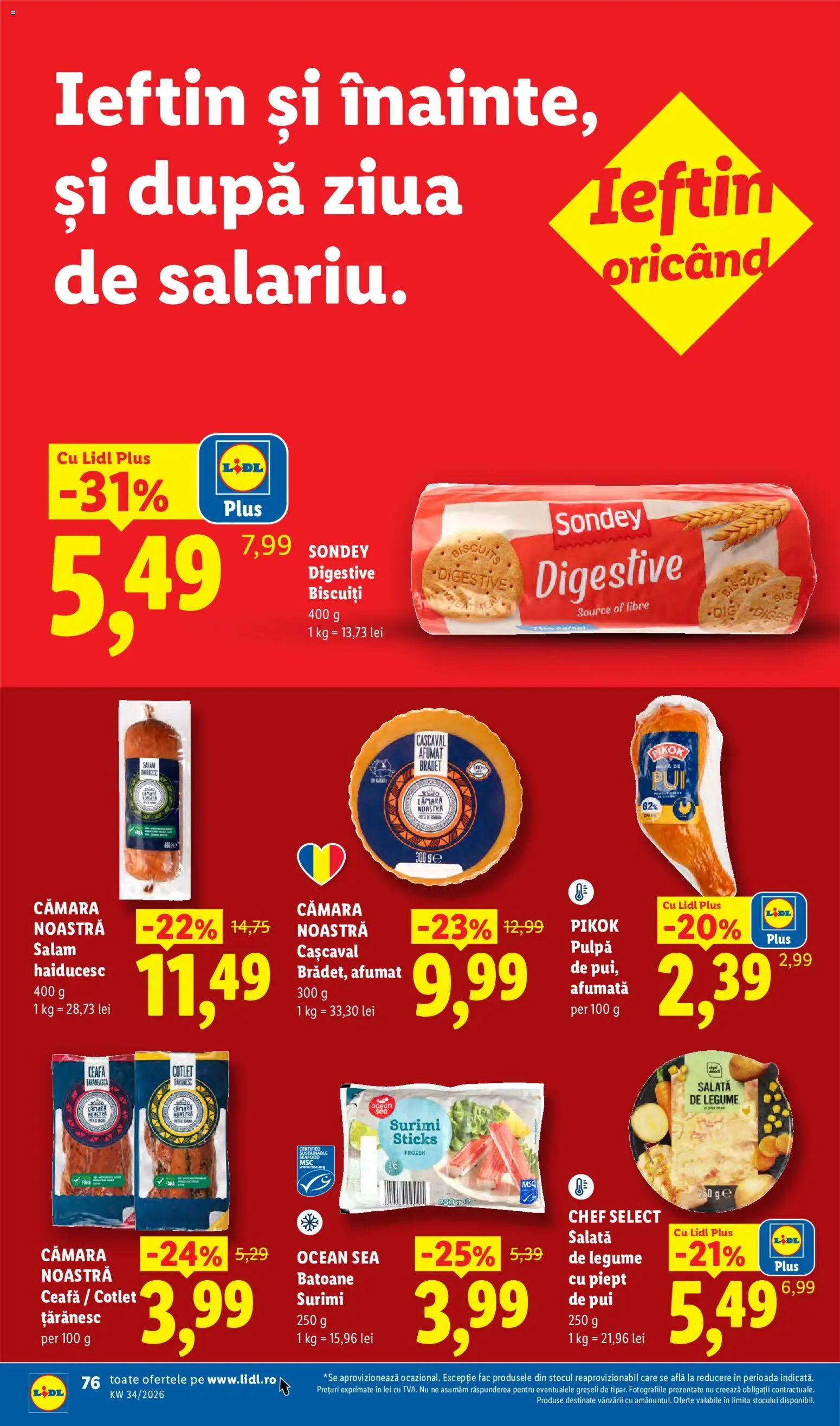 Noul catalog Lidl – valabil de la 17.08.2026 | Pagină: 76 | Produse: Pikok, Cașcaval, Legume, Plus