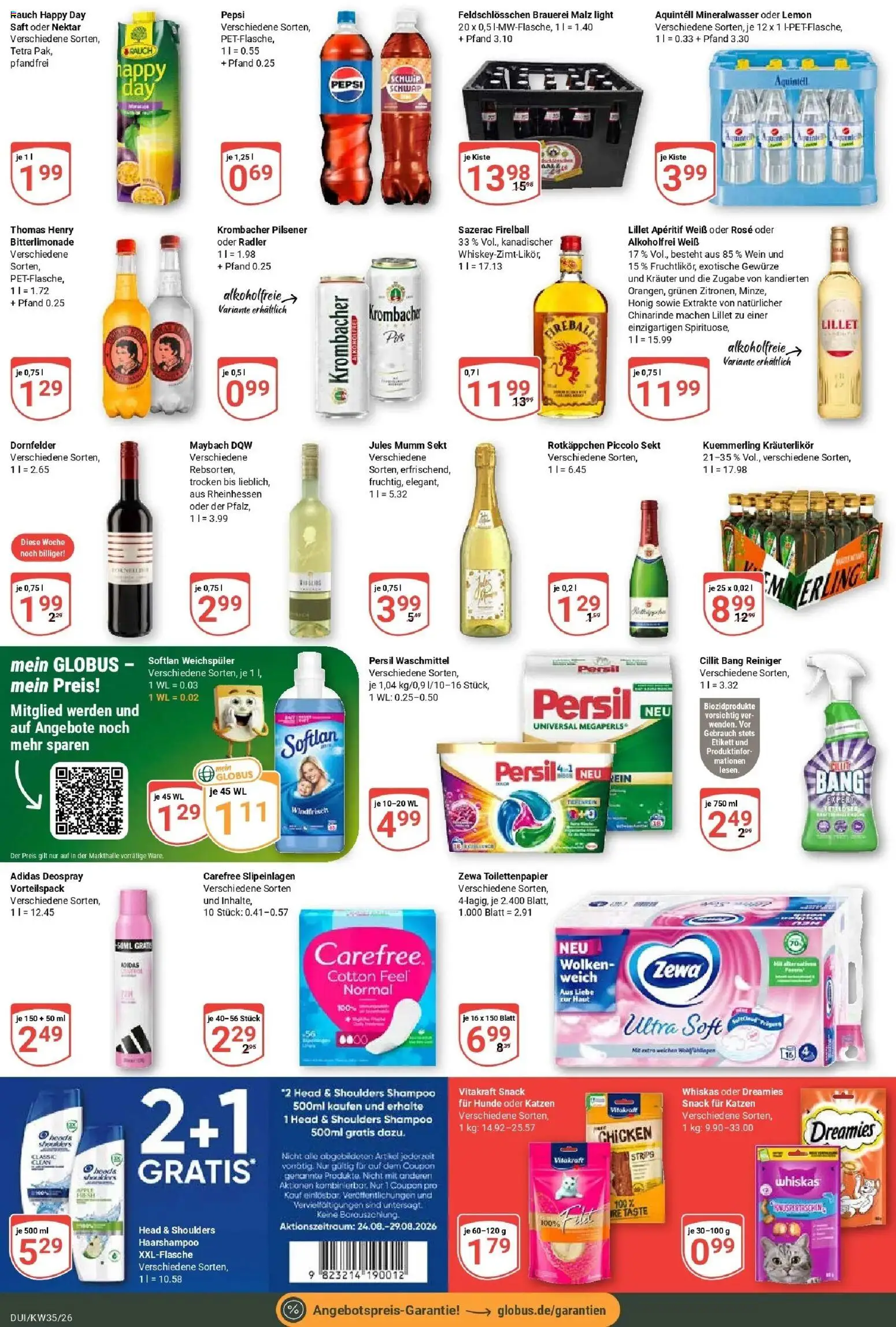 Globus Prospekt Duisburg (ab 24.08.2026) » Angebote online | Seite: 8 | Produkte: Jules mumm, Radler, Weichspüler, Whiskas