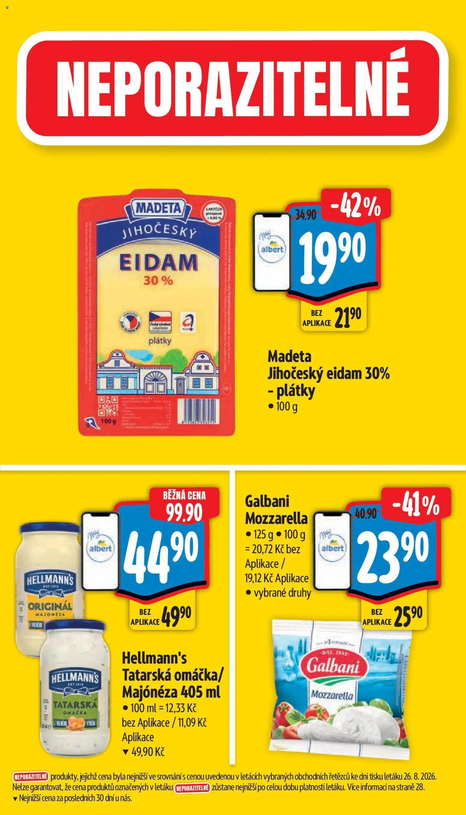 Albert leták - Hypermarket od 02.09.2026 | Strana: 3 | Produkty: Eidam, Hellmann's, Majonéza, Mozzarella