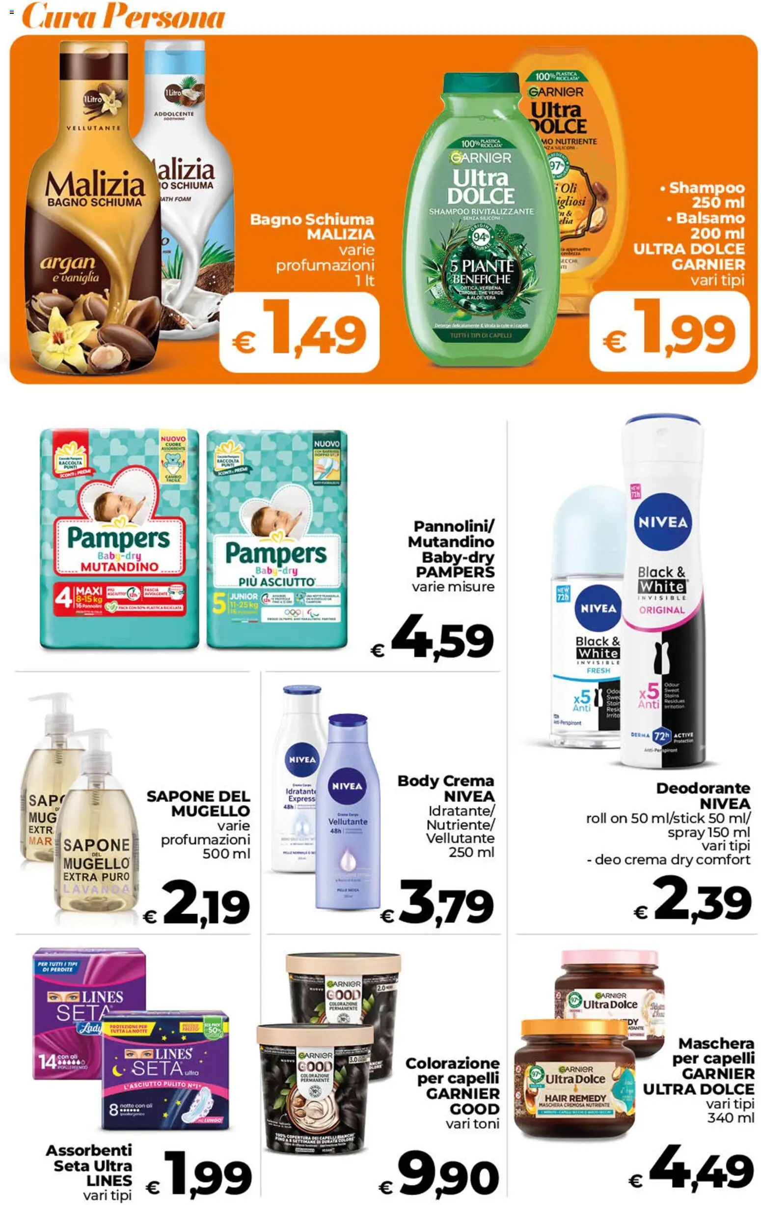 Volantino Ipercoop del 22/09/2026 | Pagina: 45 | Prodotti: Schiuma, Pannolini, Deodorante, Bagno