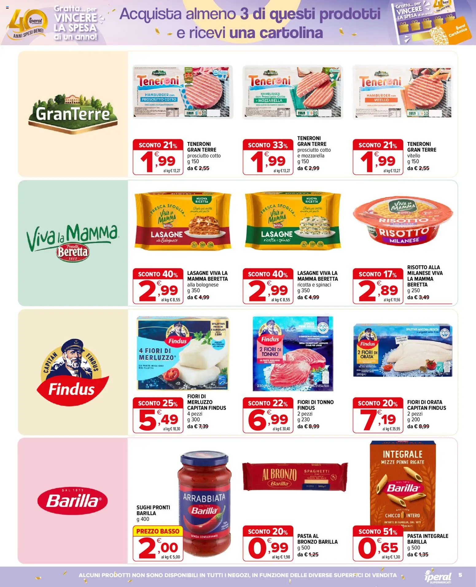 Volantino Iperal del 16/09/2026 | Pagina: 5 | Prodotti: Prosciutto Cotto, Merluzzo, Orata, Fiori