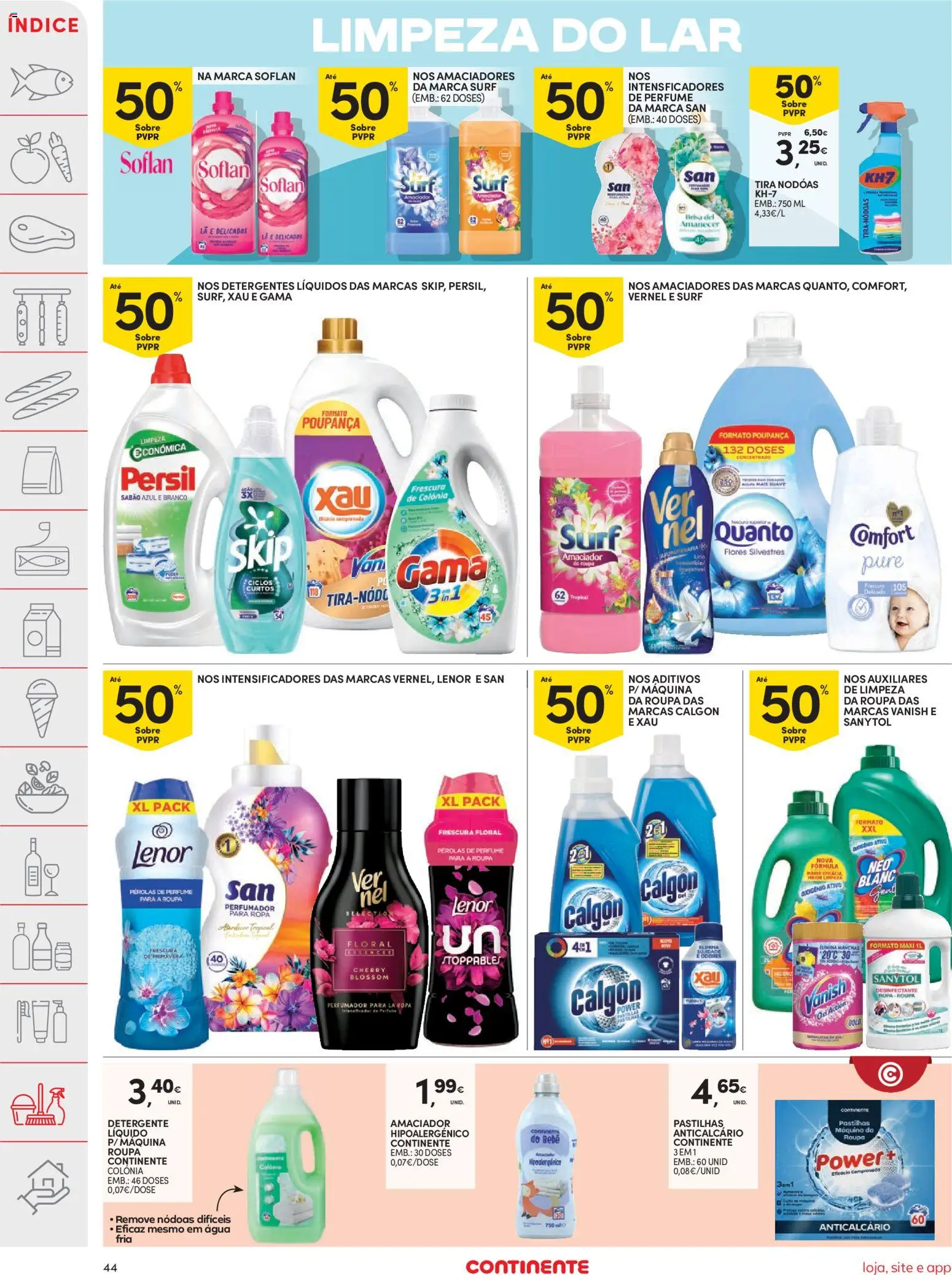 Continente folheto │ válido de 09.06.2026 | Página: 44 | Produtos: Agua, Flores, Amaciador de roupa, Detergente
