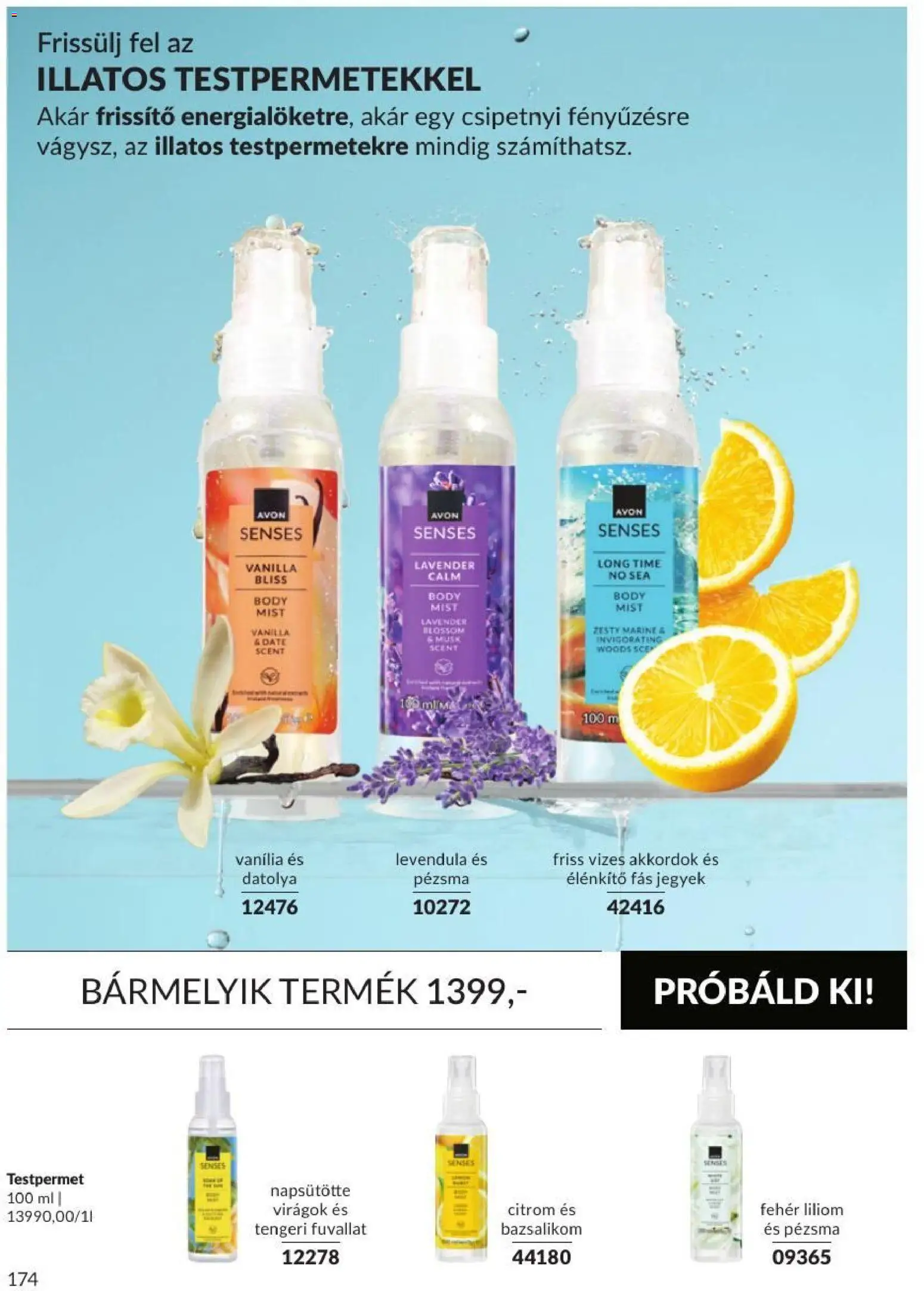 Avon akciós ujság - amely érvényes a következő dátumtól: 2026.09.01. | Oldal: 176 | Termékek: Datolya, Testpermet, Body, Citrom