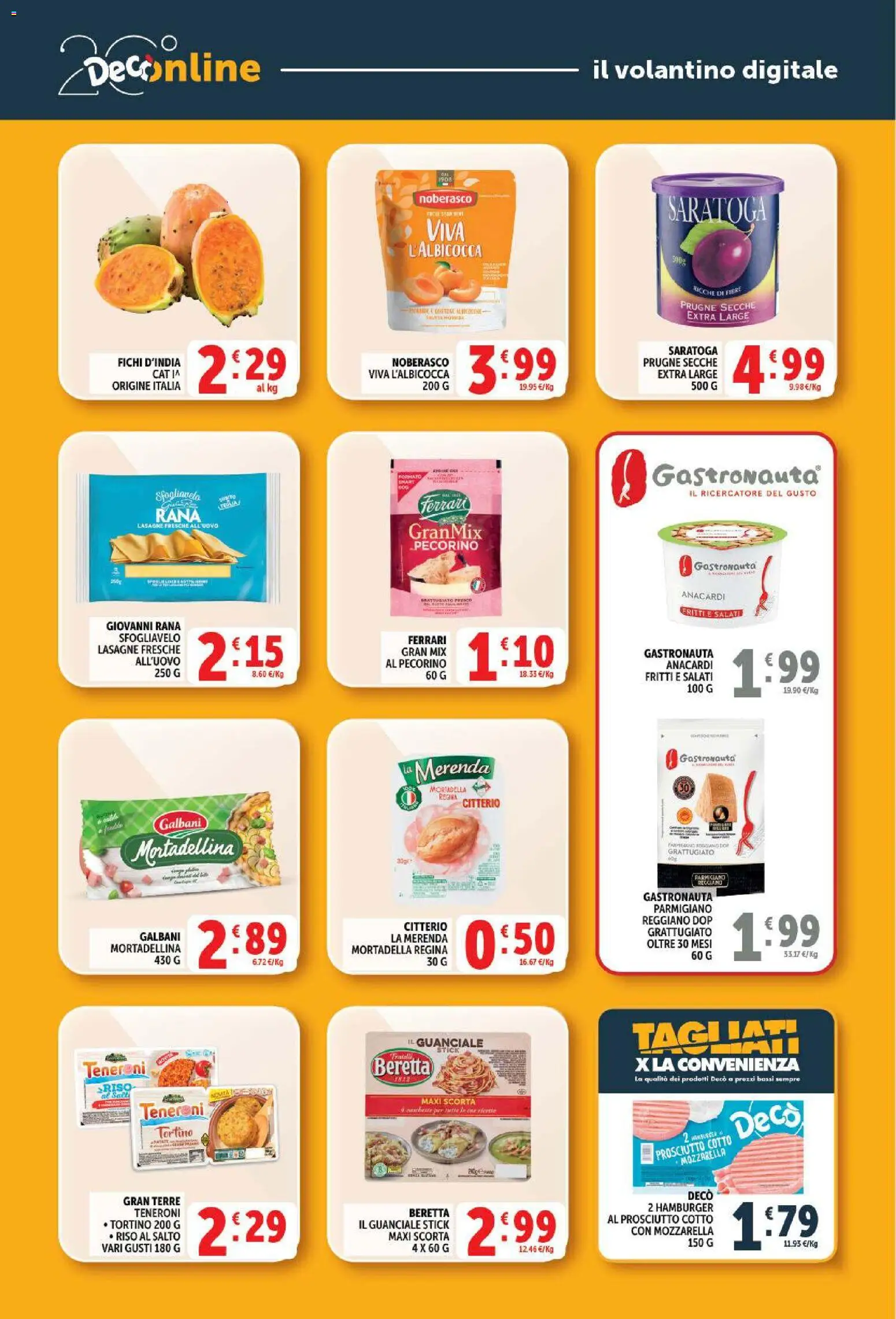 Volantino Decò del 01/09/2026 | Pagina: 23 | Prodotti: Prugne, Mortadella, Hamburger, Guanciale