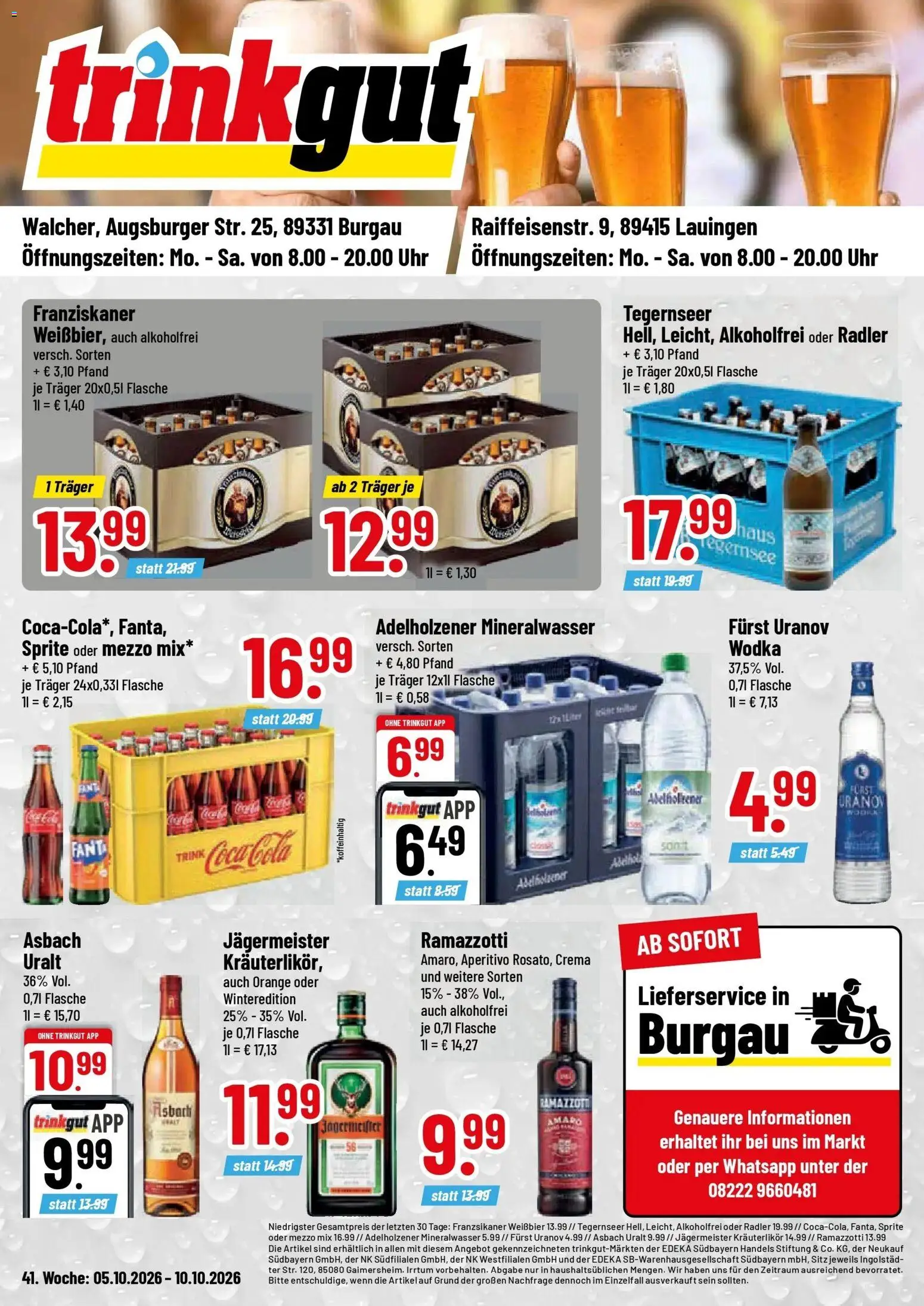 Trinkgut - trinkgut: Wochenangebote (ab 05.10.2026) » Angebote online | Seite: 1 | Produkte: Fanta, Mineralwasser, Radler, Ramazzotti