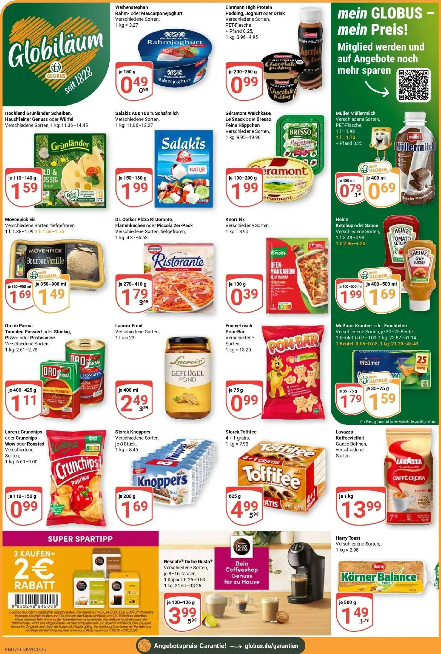 Globus Prospekt Mittelhausen (ab 05.10.2026) » Angebote online | Seite: 2 | Produkte: Lavazza, Toast, Bresso, Pizza