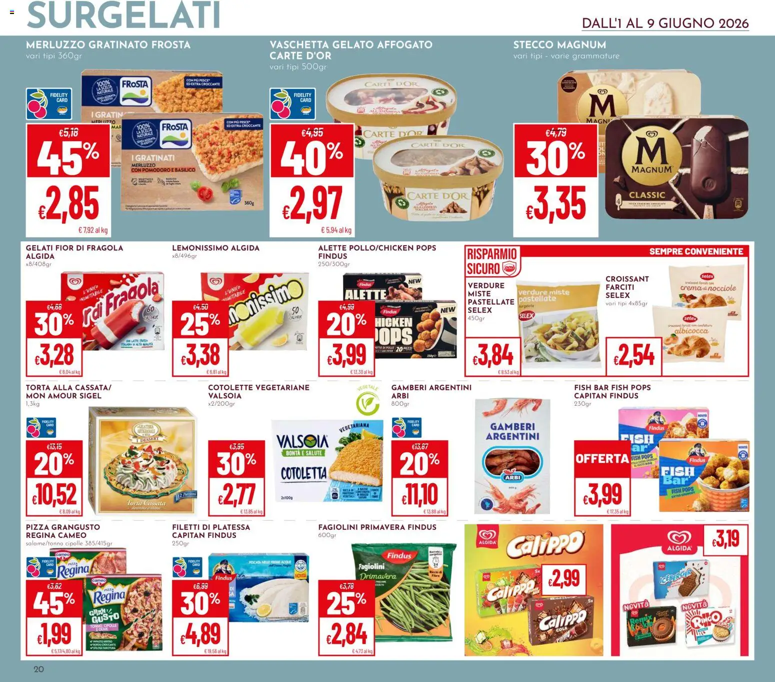 Volantino Pan del 01.06.2026 | Pagina: 20 | Prodotti: Pesce, Gamberi, Gelato, Basilico