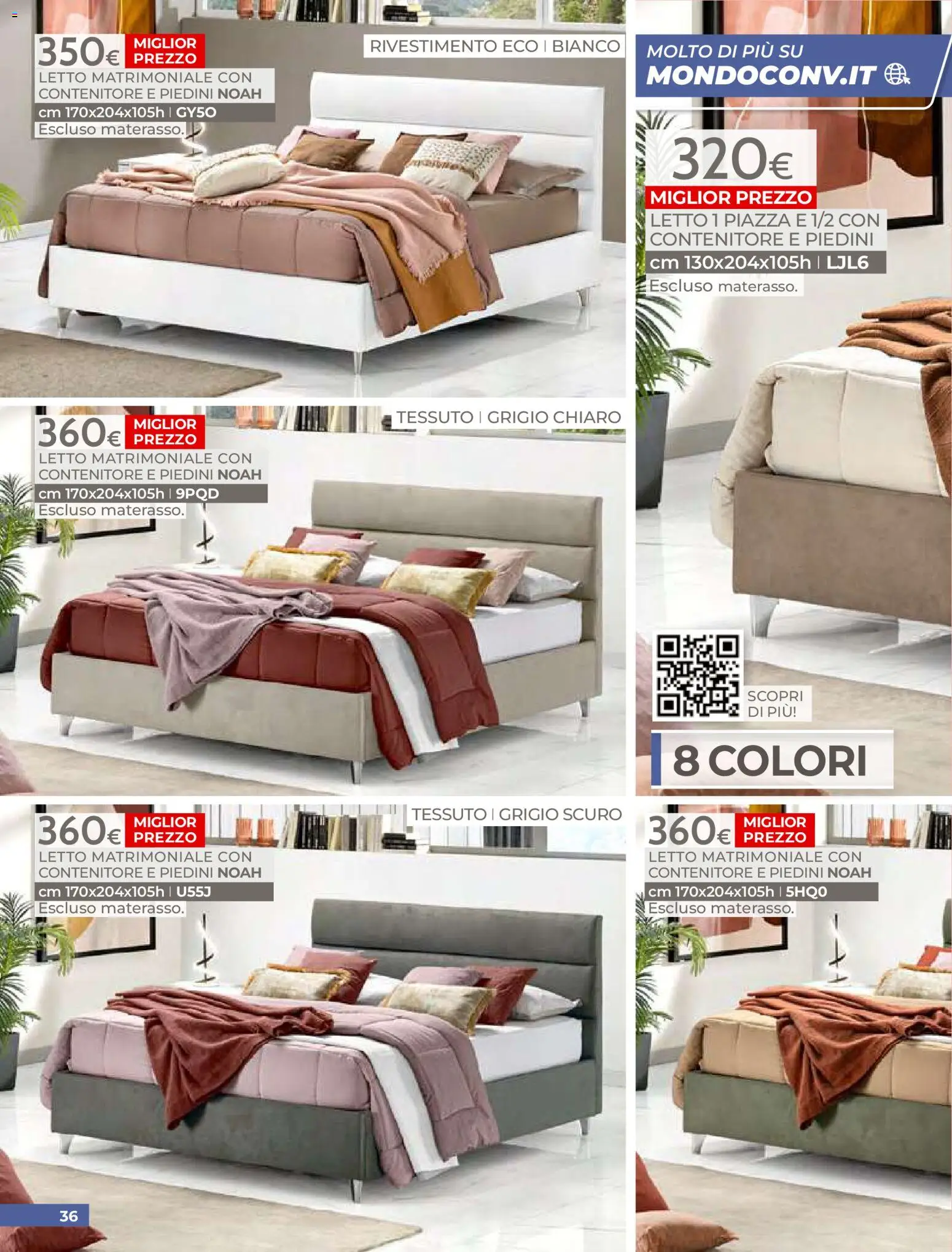 Volantino Mondo Convenienza del 01.04.2026 | Pagina: 38 | Prodotti: Letto matrimoniale, Contenitore, Letto