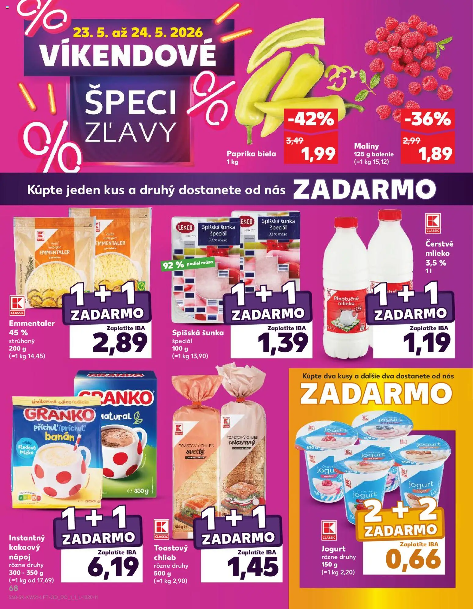 Kaufland SK akciós ujság - amely érvényes a következő dátumtól: 21.05.2026 | Oldal: 68 | Termékek: Banán, Só