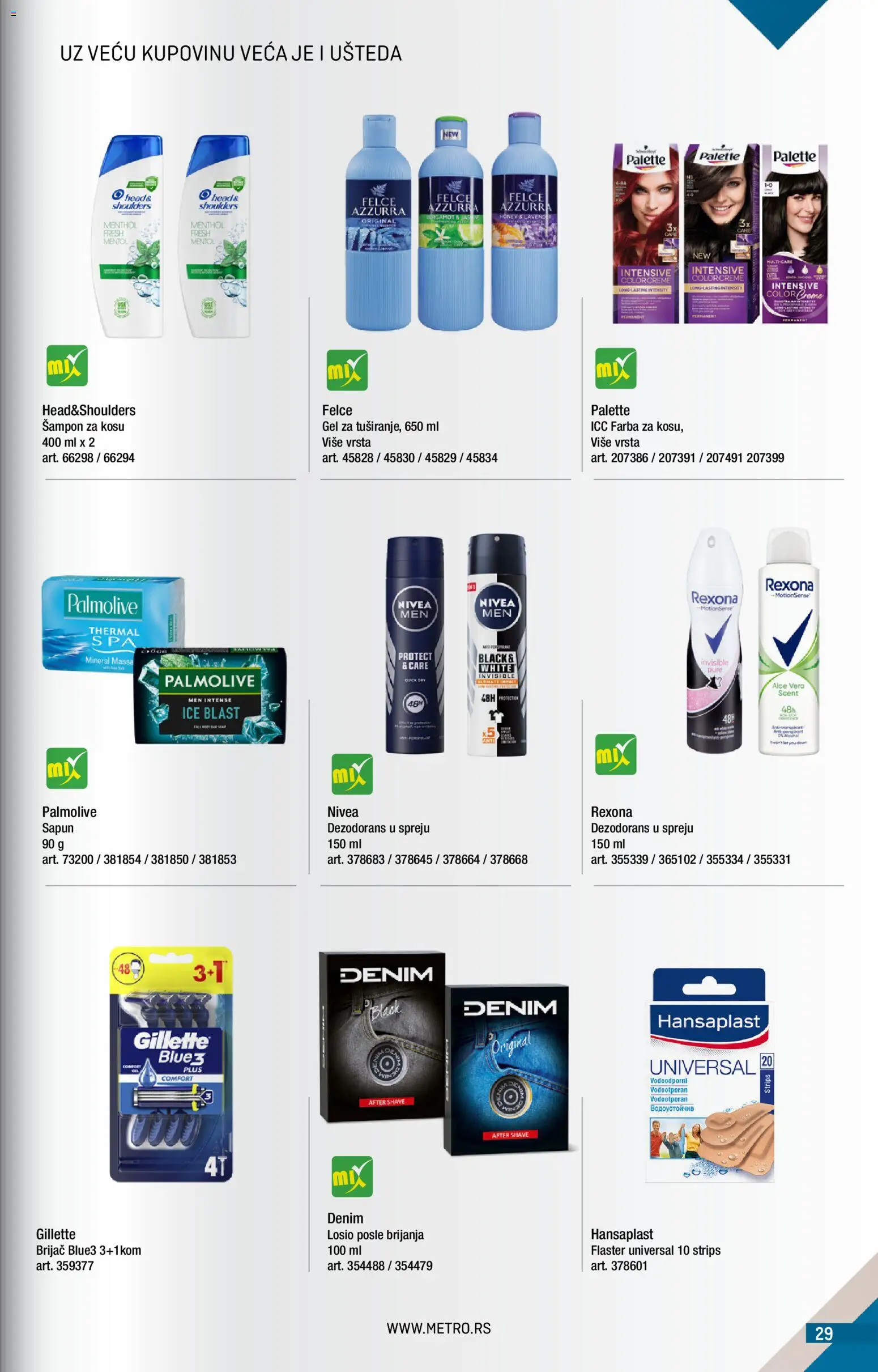 Metro katalog - važi od 01.07.2026 | Strana: 29 | Proizvode: Brijač, Palmolive, Nivea, Felce azzurra