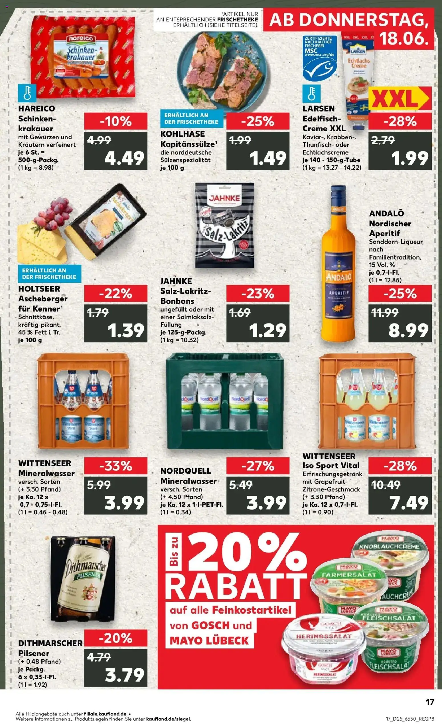Kaufland Prospekt Bad Segeberg – gültig ab 18.06.2026 | Seite: 17 | Produkte: Mineralwasser, Creme, Grapefruit, Schinken