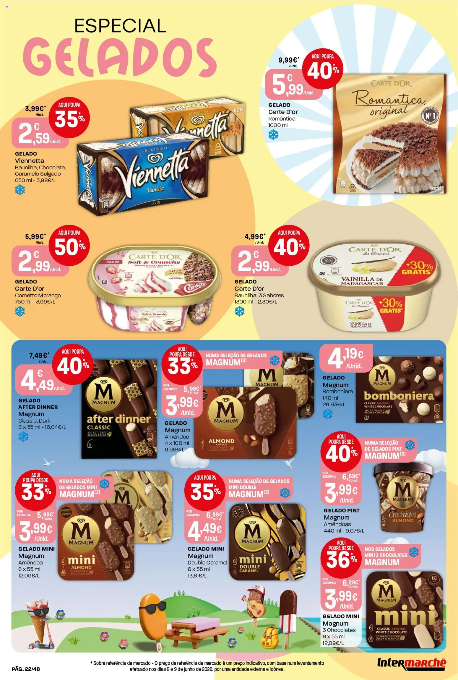 Intermarché folheto │ válido de 09/07/2026 | Página: 22 | Produtos: Amêndoas, Base, Gelado, Chocolate