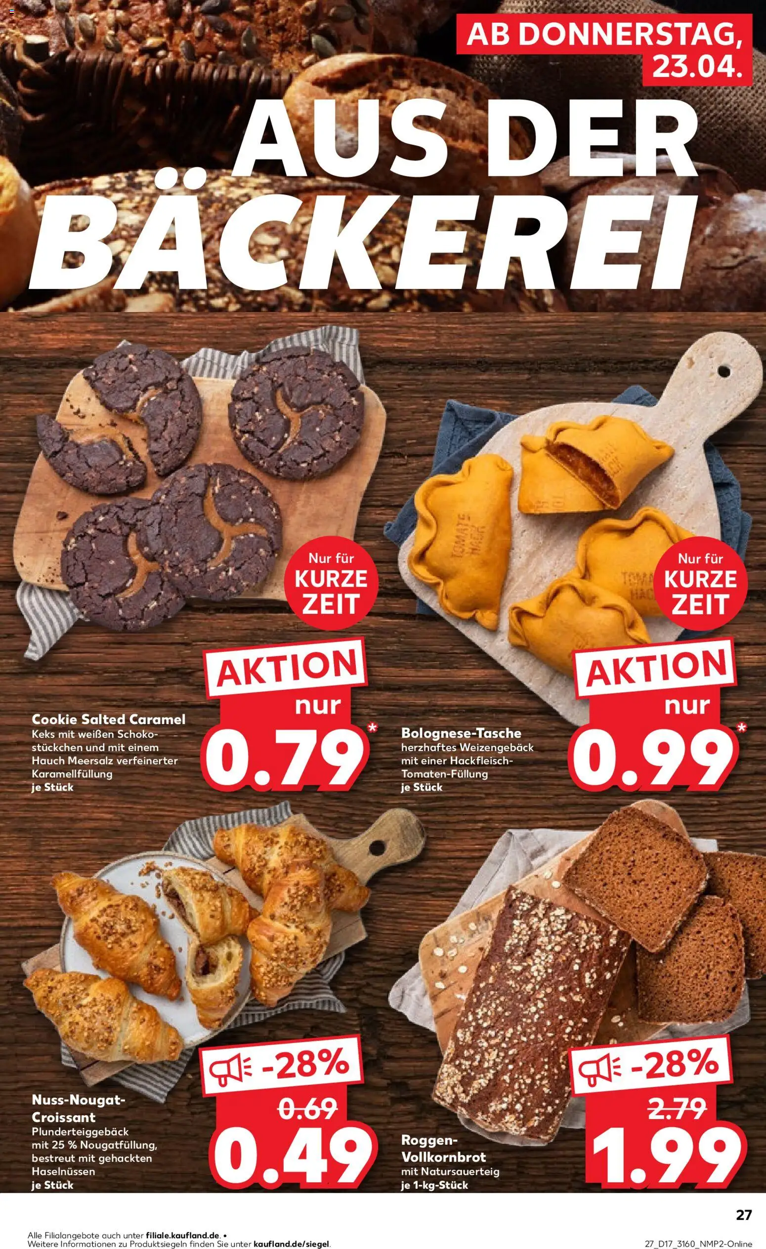 Kaufland Prospekt – gültig ab 23.04.2026 | Seite: 27 | Produkte: Bäckerei, Vollkornbrot, Croissant, Hackfleisch