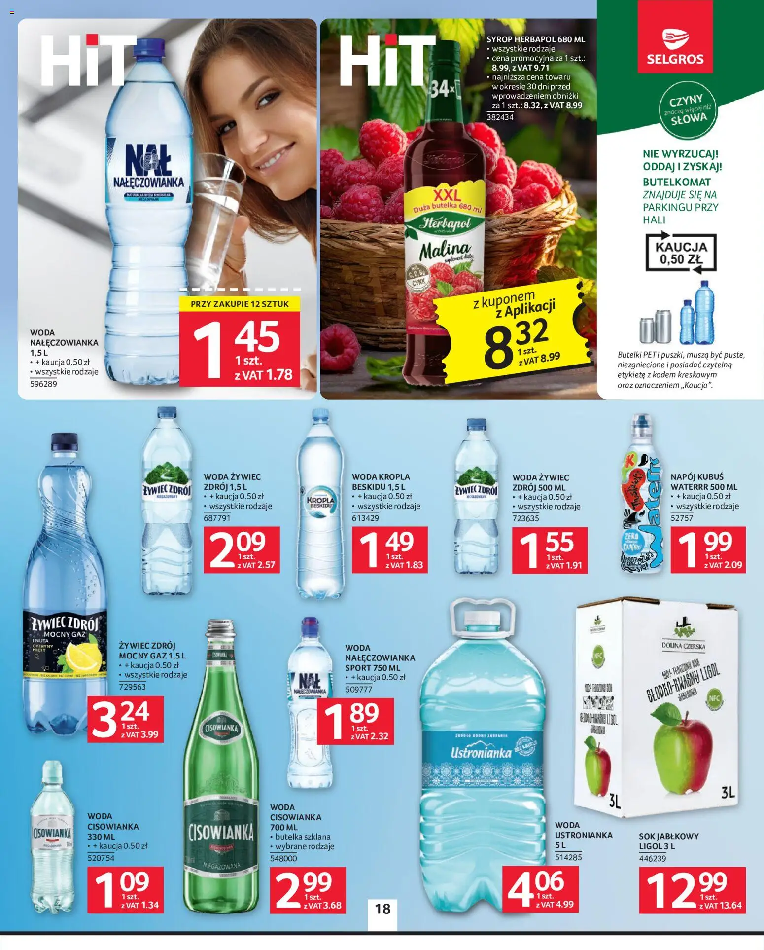 Selgros cash&carry gazetka od 18.06.2026 | Strona: 18 | Produkty: Syrop, Woda żywiec, Sok jabłkowy, Woda