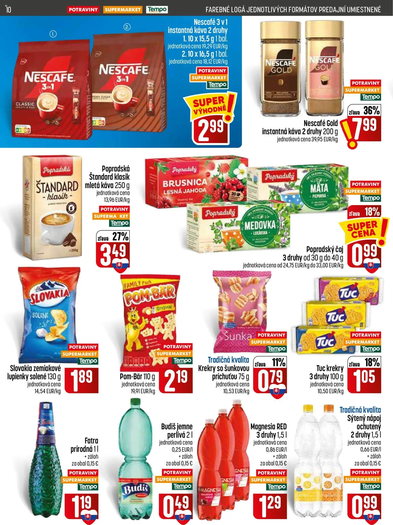 Nové COOP Jednota akcie – leták je platný od 30.07.2026 | Strana: 10 | Produkty: Instantná káva, Budiš, Mletá káva, Nescafé Gold