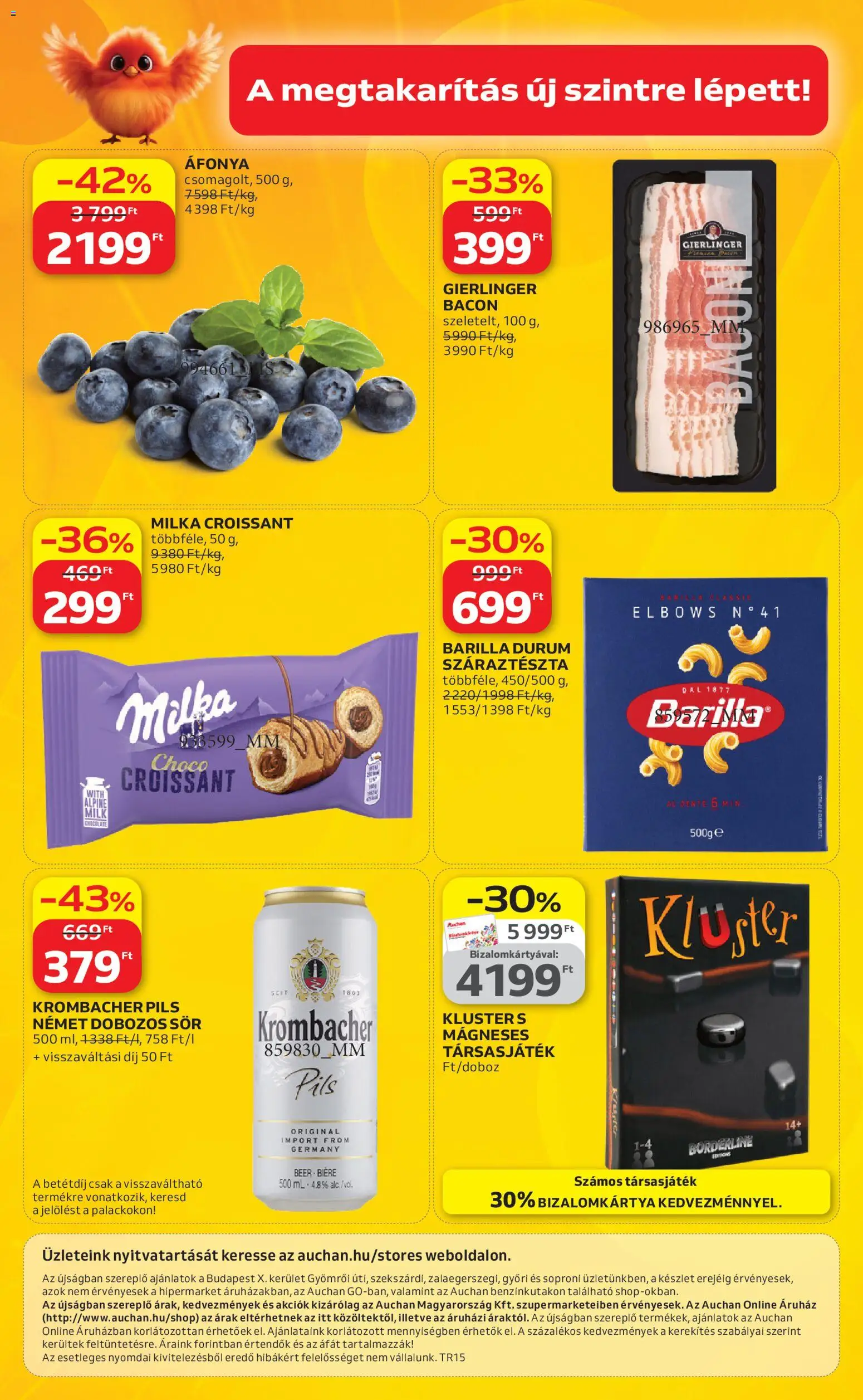 Auchan akciós ujság - amely érvényes a következő dátumtól: 09.04.2026 | Oldal: 16 | Termékek: Croissant, Bacon, Társasjáték, Sör