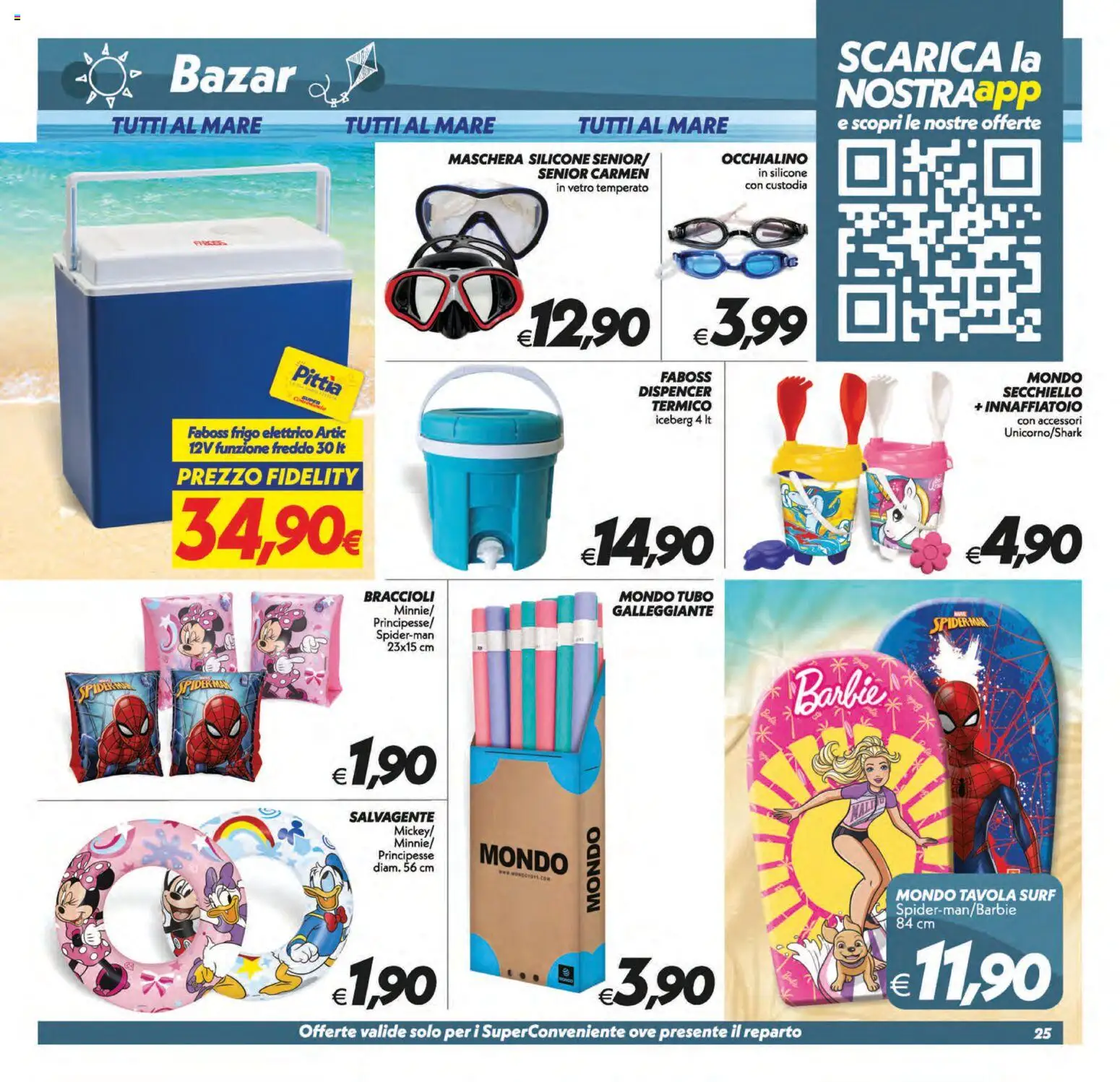 Volantino SuperConveniente del 31/07/2026 | Pagina: 25 | Prodotti: Maschera, Braccioli, Tubo, Salvagente