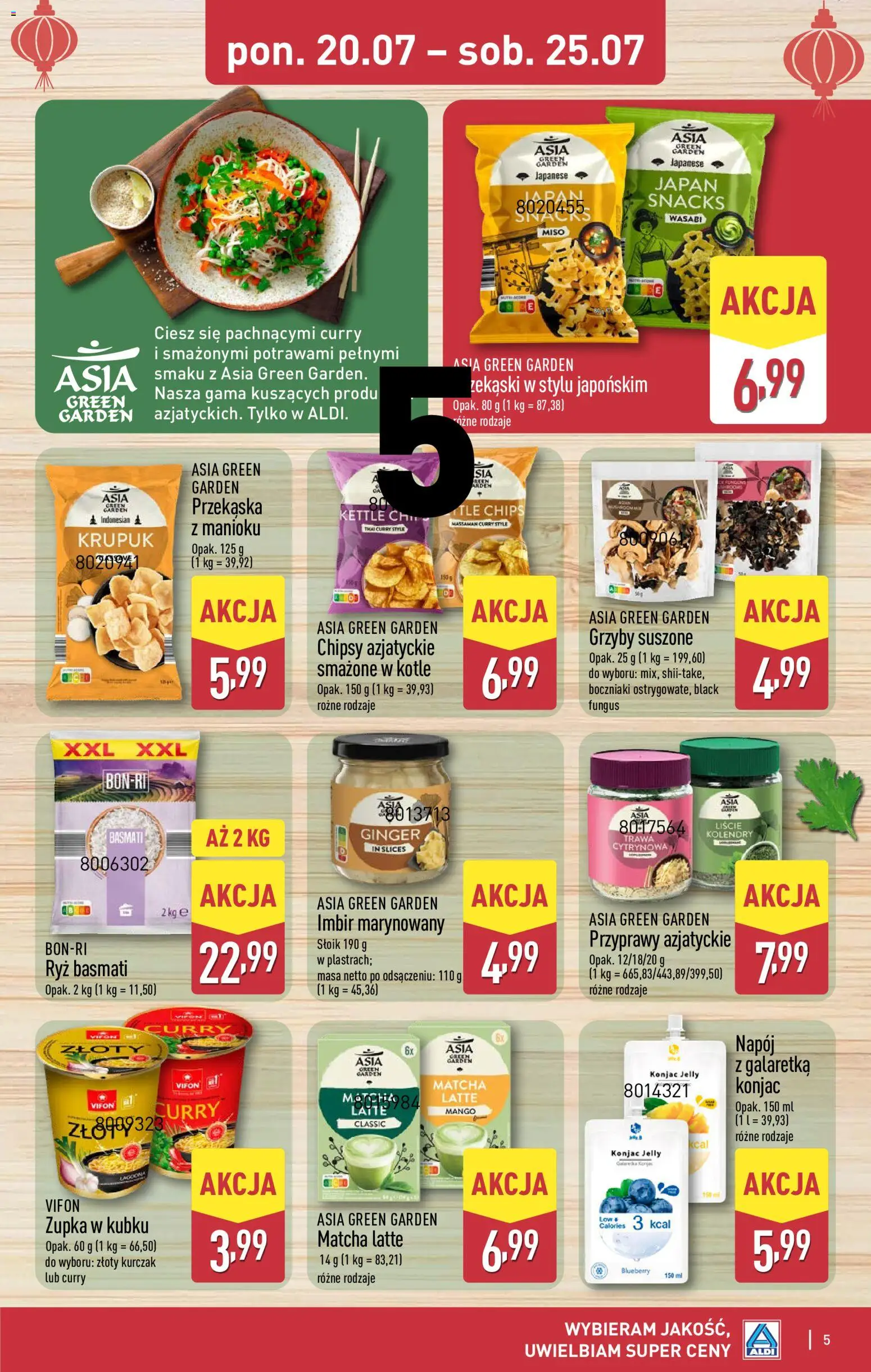 Aldi Polsko leták - Artykuły przemysłowe i tekstylia od 20.07.2026 | Strana: 5 | Produkty: Mango, Wasabi, Matcha, Chipsy
