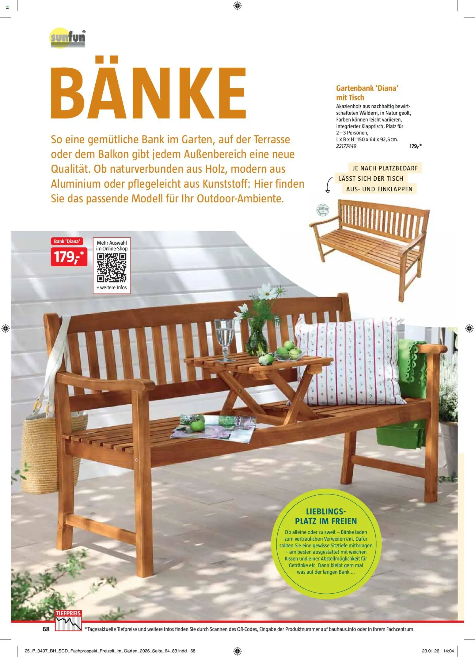 Bauhaus Freizeit im Garten – gültig ab 02.03.2026 | Seite: 68 | Produkte: Kissen, Tisch