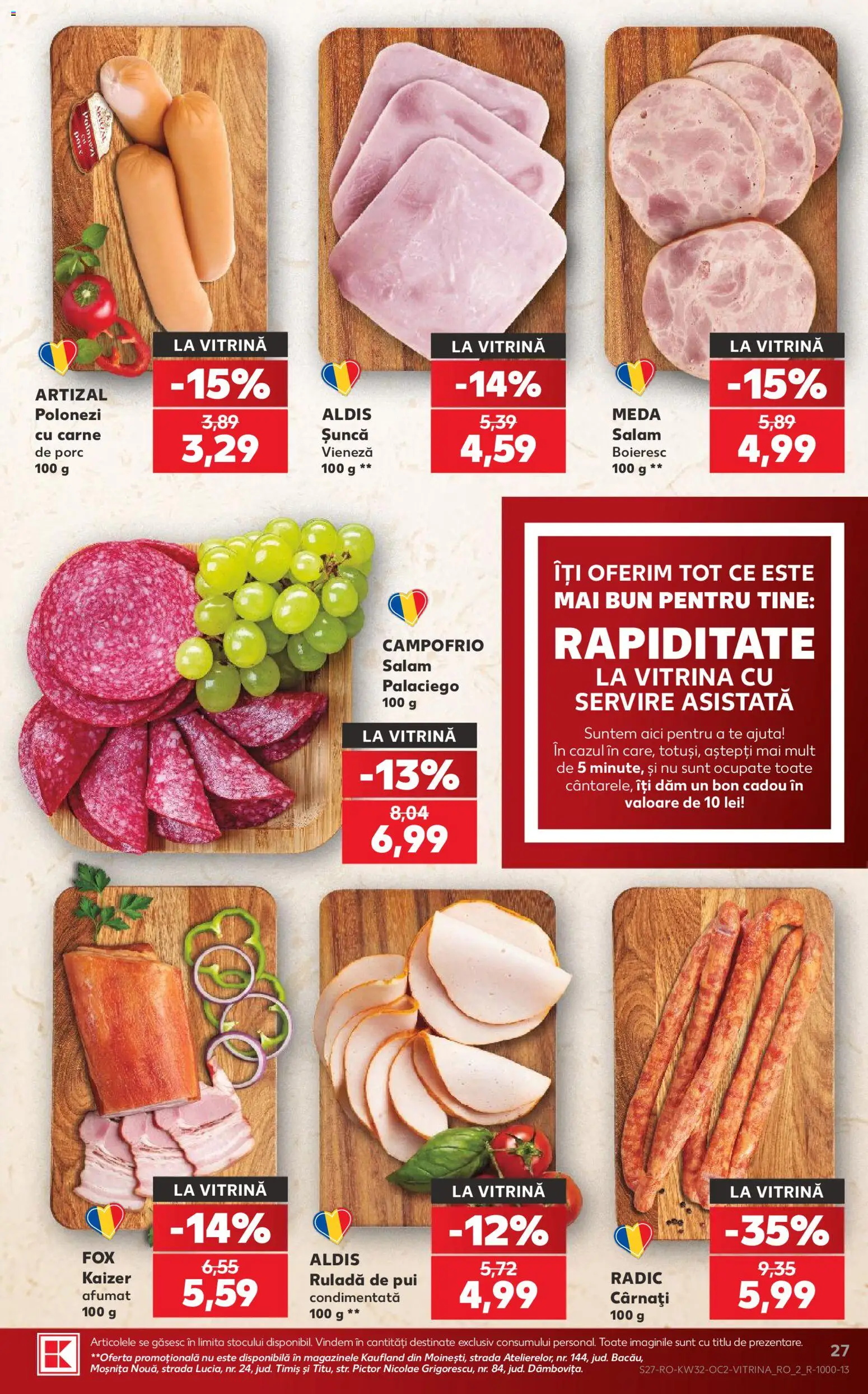 Noul catalog Kaufland – valabil de la 05.08.2026 | Pagină: 27 | Produse: Hacıyatmaz Kedi Oyuncağı, Salam, Șuncă, Cârnați