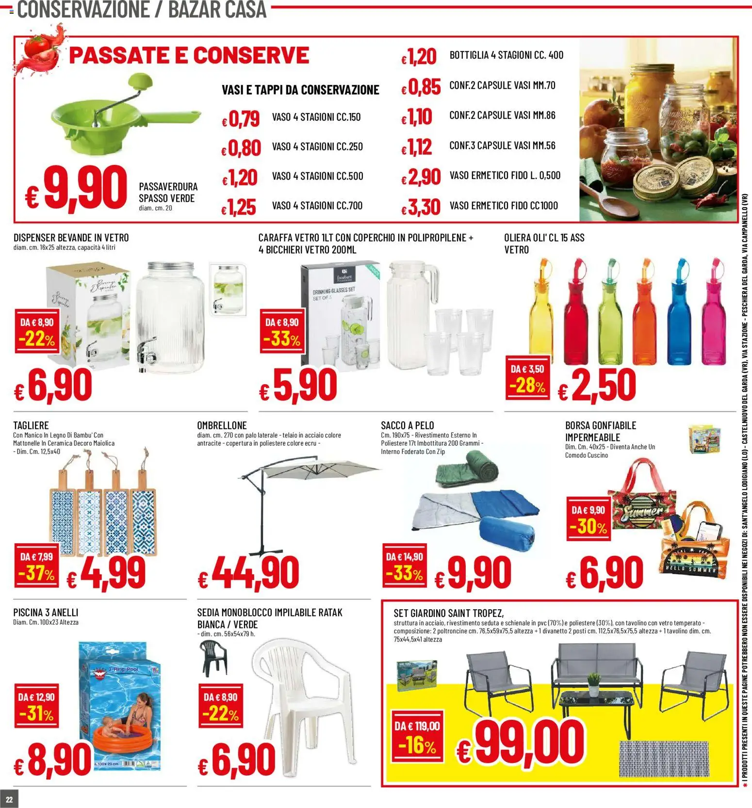 Volantino Galassia del 30/07/2026 | Pagina: 22 | Prodotti: Sacco a pelo, Ombrellone, Bottiglia, Sedia