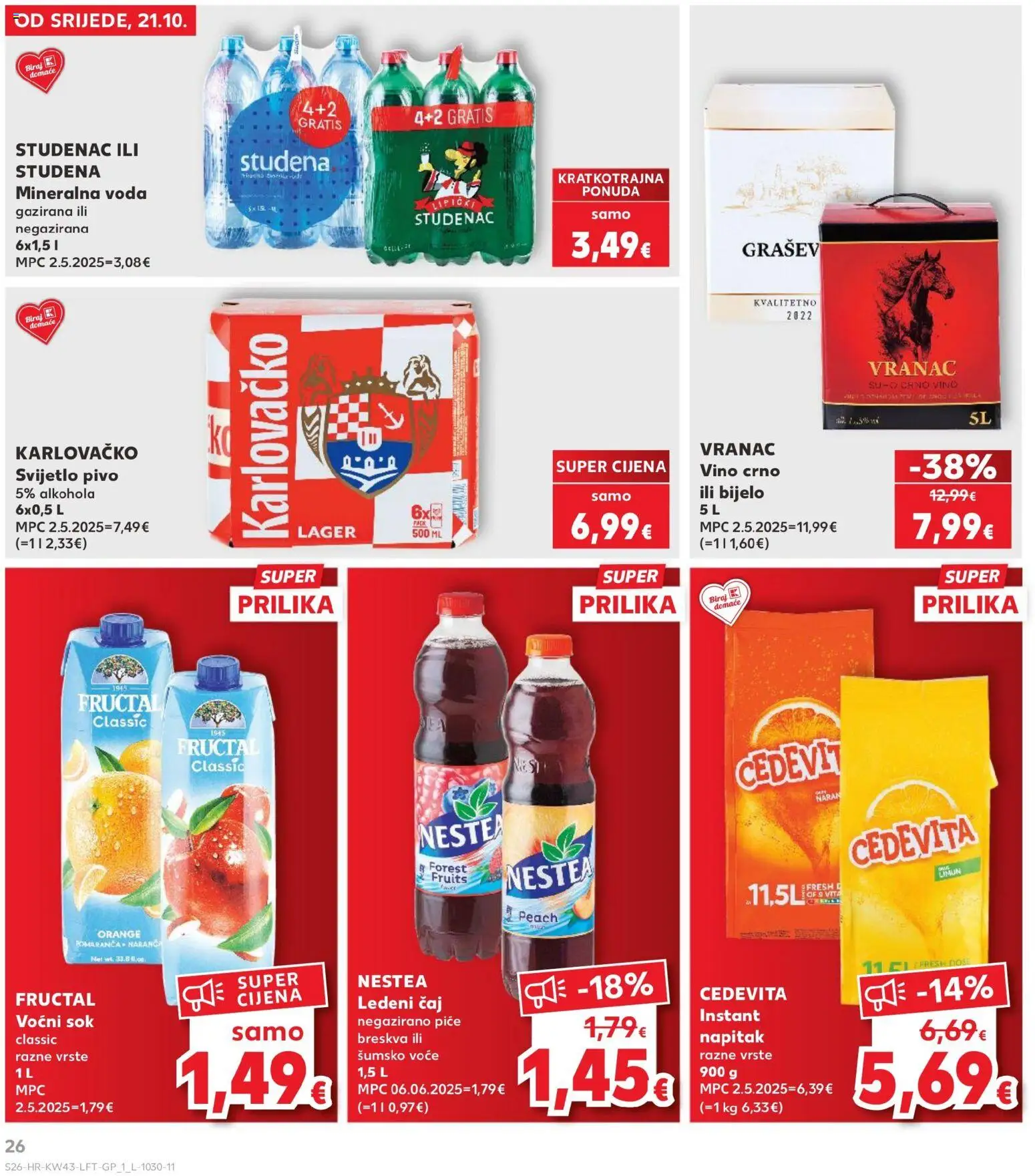 Kaufland katalog | vrijedi od 21.10.2026 | Stranica: 26 | Proizvodi: Mineralna voda, Sok, Voće, Breskva