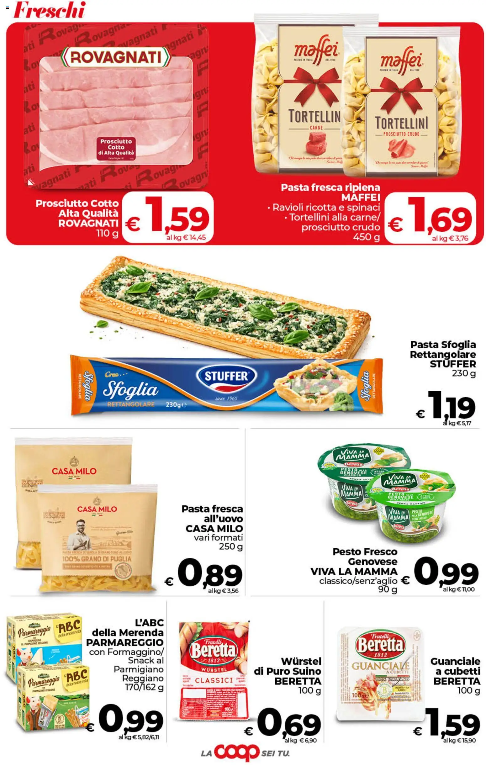 Volantino COOP del 19.05.2026 | Pagina: 15 | Prodotti: Prosciutto Crudo, Wurstel, Spinaci, Pesto