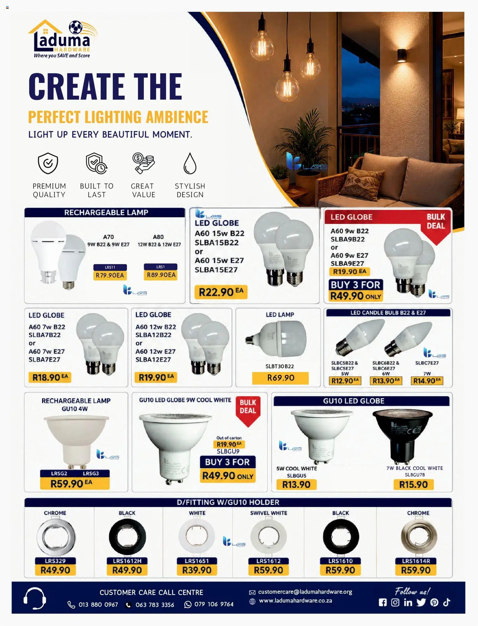 New Laduma Hardware catalogue – valid from 01/08/2026 | Page: 4 | Products: Globe, Candle bulb, Lamp, Light