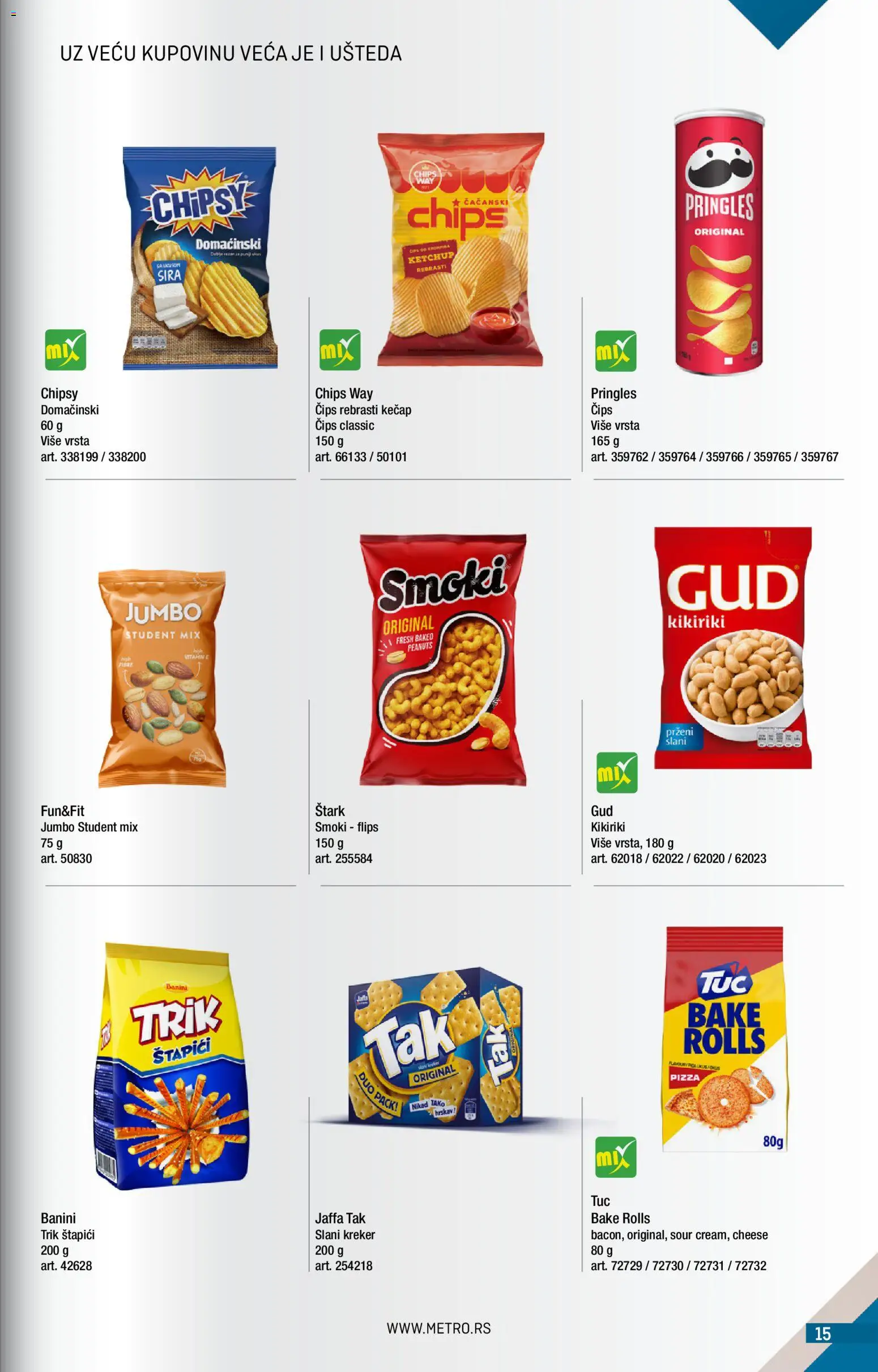 Metro katalog - važi od 01.07.2026 | Strana: 15 | Proizvode: Kečap, Smoki, Kikiriki, Pringles