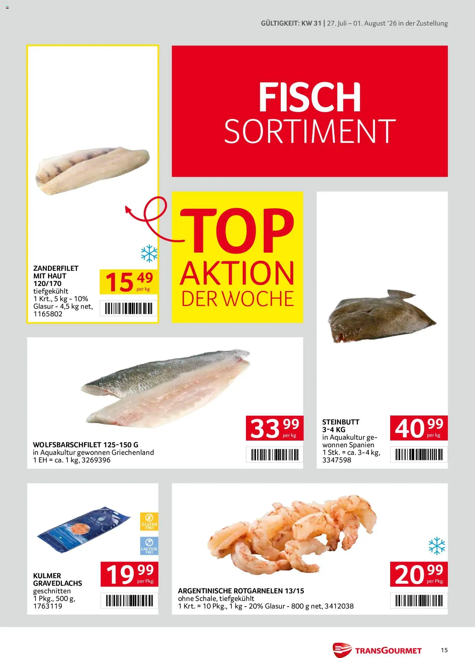 Transgourmet Zustellaktion gültig ab 27.07.2026 | Seite: 15 | Produkte: Fisch
