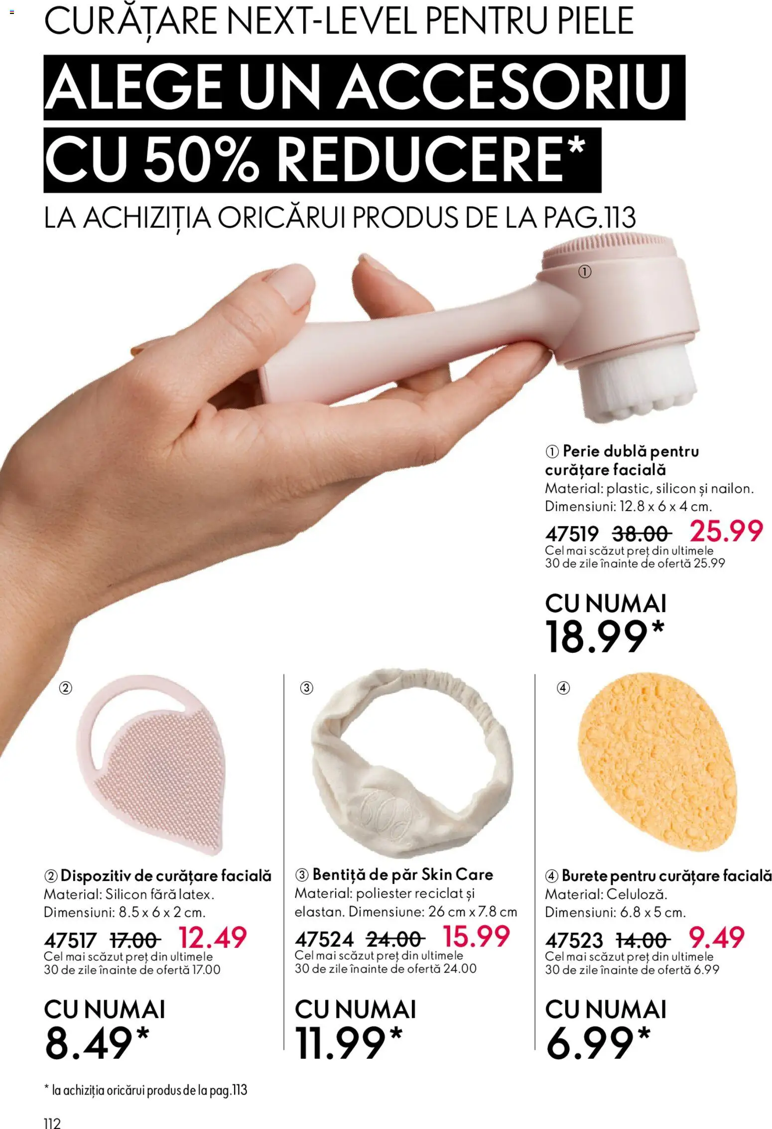 Noul catalog Oriflame – valabil de la 06.05.2026 | Pagină: 112 | Produse: Bentiță de păr, Perie, Burete