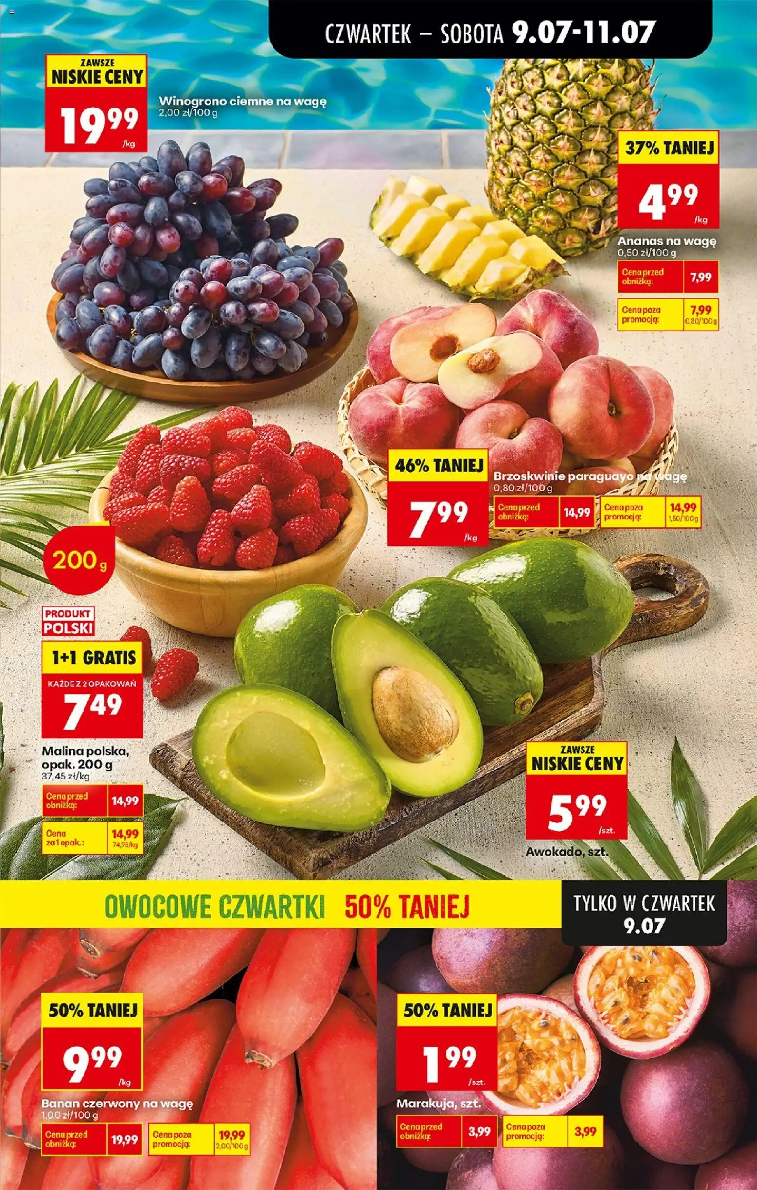 Biedronka gazetka od czwartku od 09.07.2026 | Strona: 25 | Produkty: Winogrono, Banan, Ananas, Brzoskwinie