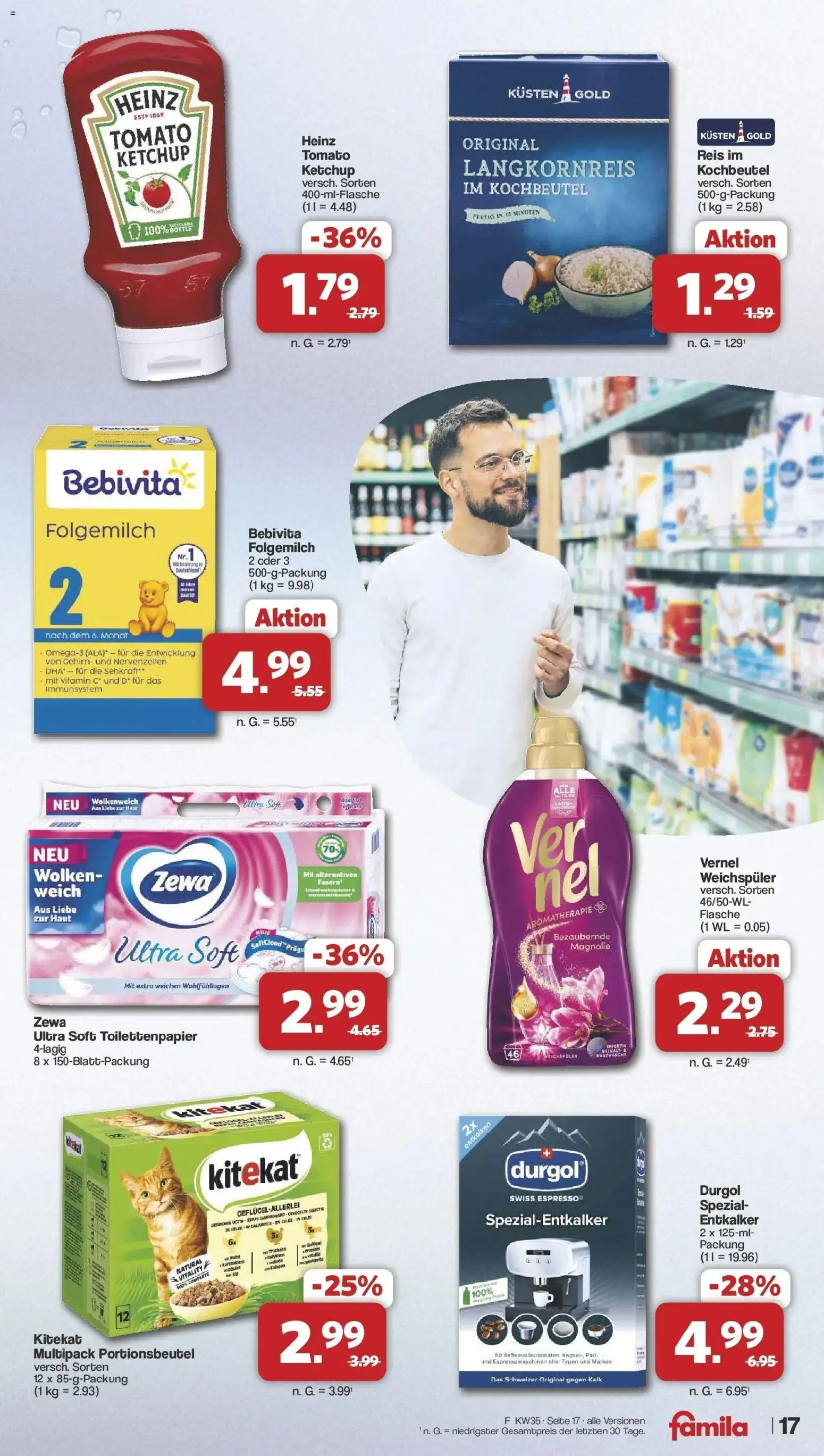 Famila Nordwest Wochenangebote (ab 24.08.2026) zum Blättern | Seite: 19 | Produkte: Zewa, Weichspüler, Ketchup, Toilettenpapier