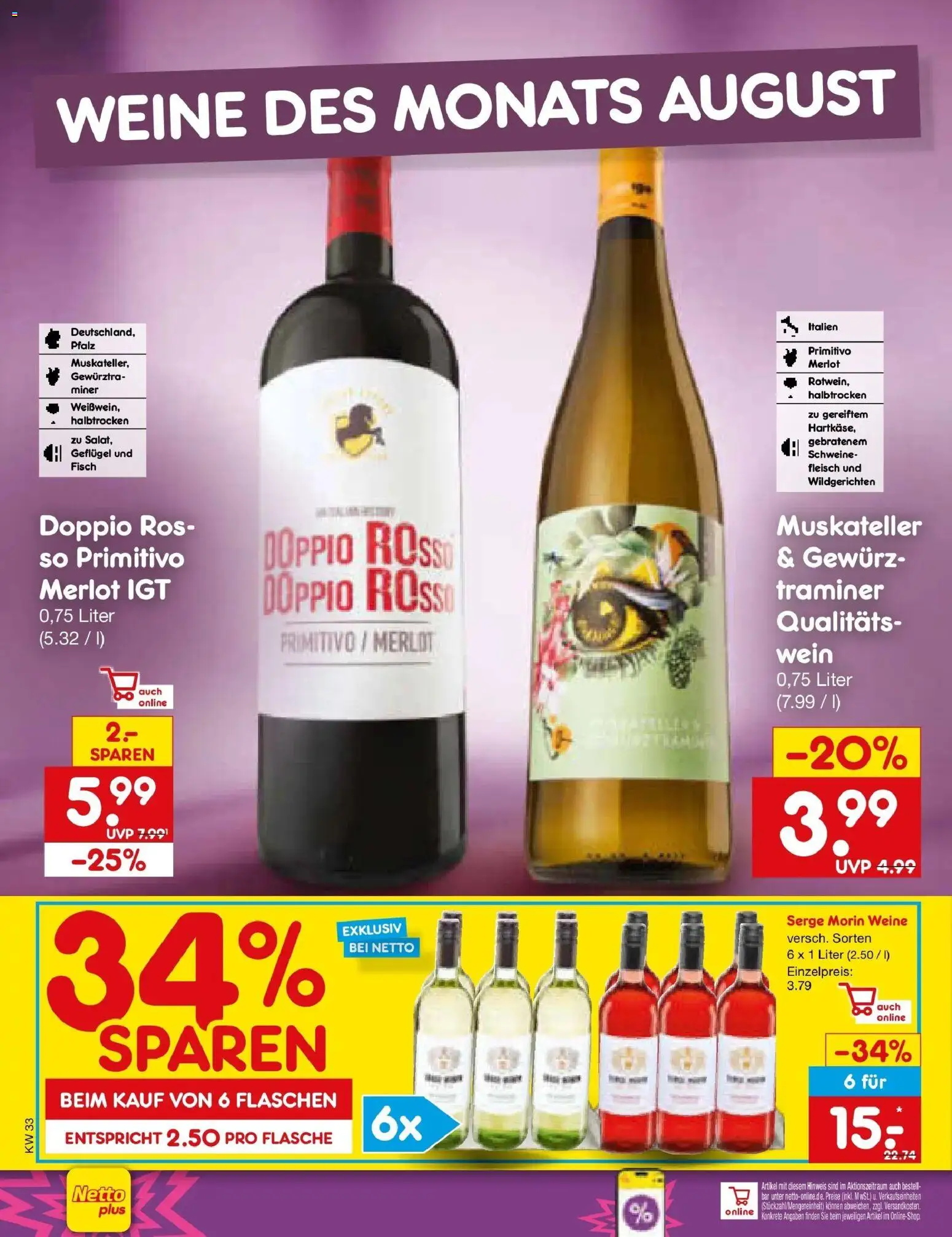 Netto Marken-Discount Prospekt Mistelbach (ab 10.08.2026) » Angebote | Seite: 26 | Produkte: Merlot, Fisch, Wein, Fleisch
