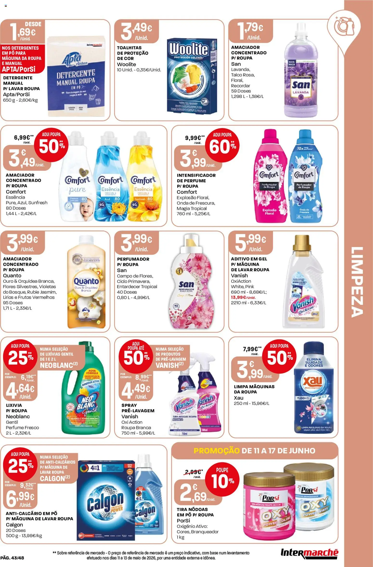 Intermarché folheto │ válido de 11.06.2026 | Página: 43 | Produtos: Máquina de lavar, Flores, Pó, Detergente